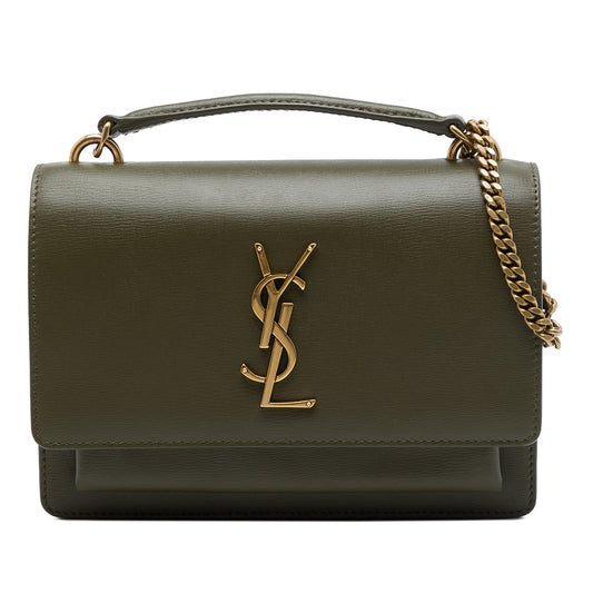 Saint Laurent Mini Calfskin Monogram Sunset Wallet on Chain