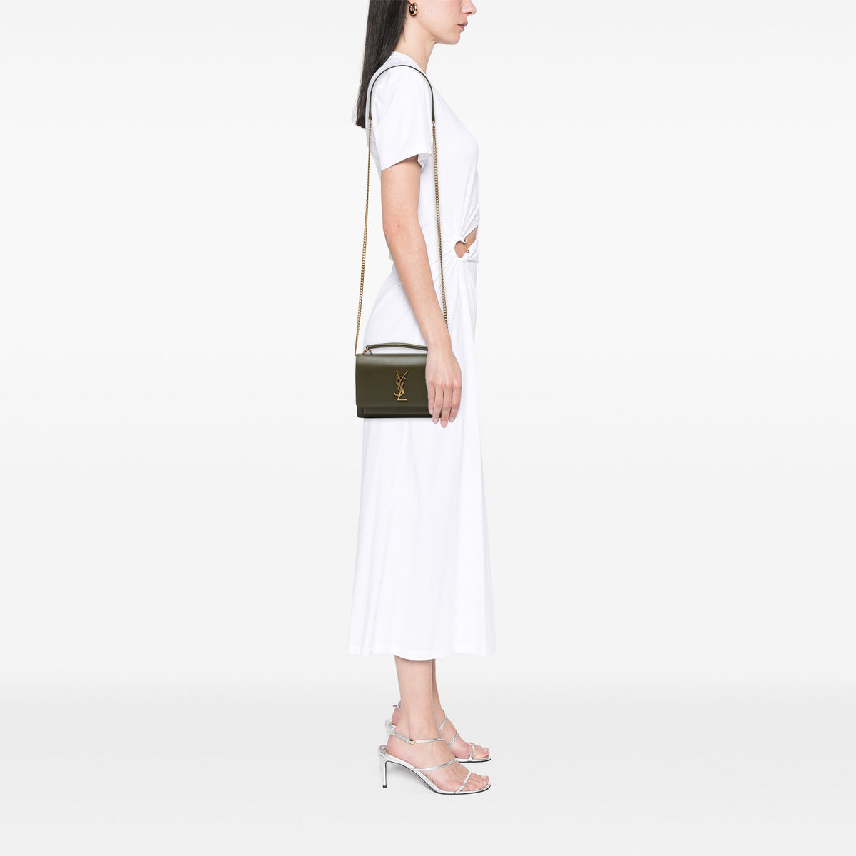 Saint Laurent Mini Calfskin Monogram Sunset Wallet on Chain