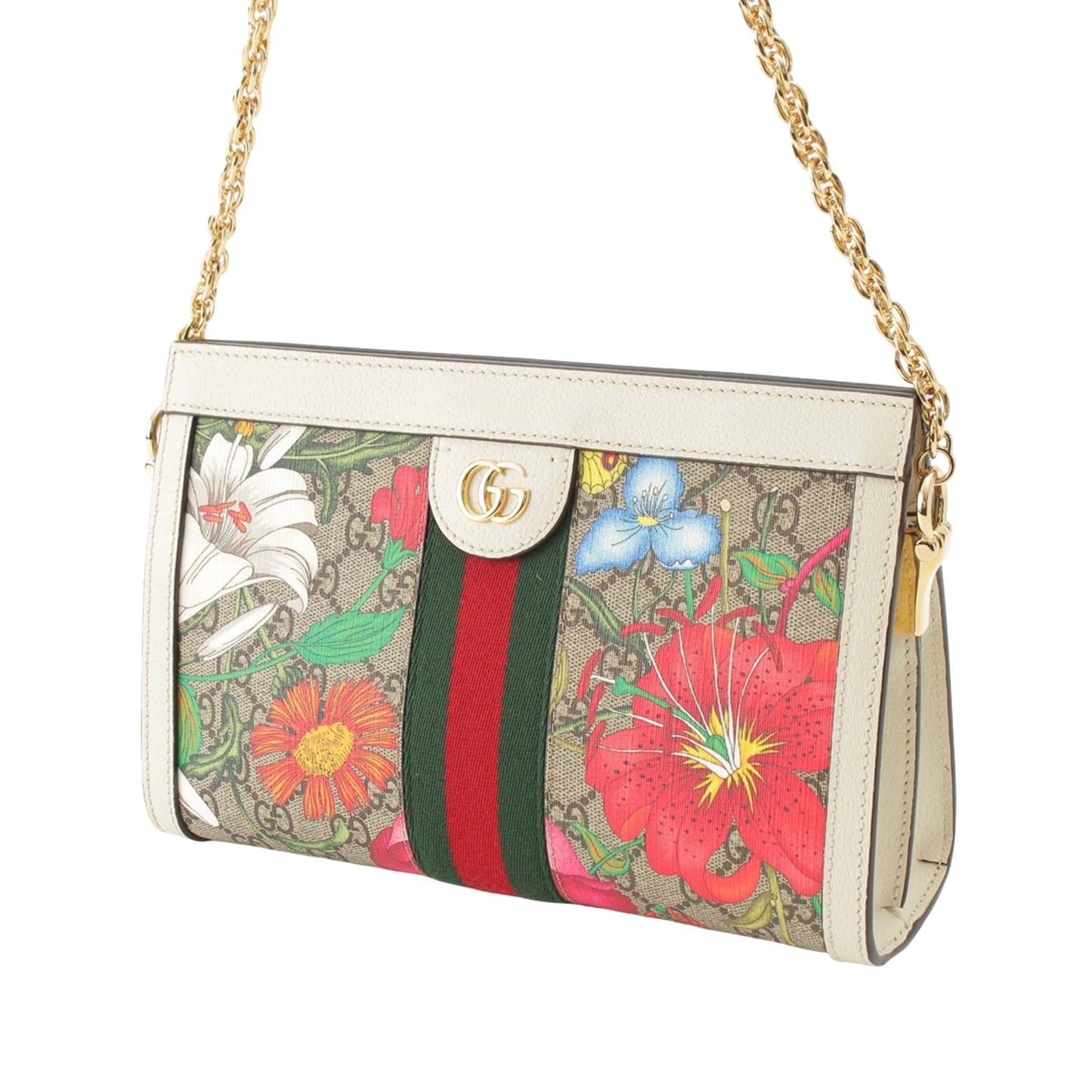 Gucci Small GG Supreme Flora Web Ophidia Chain Crossbody