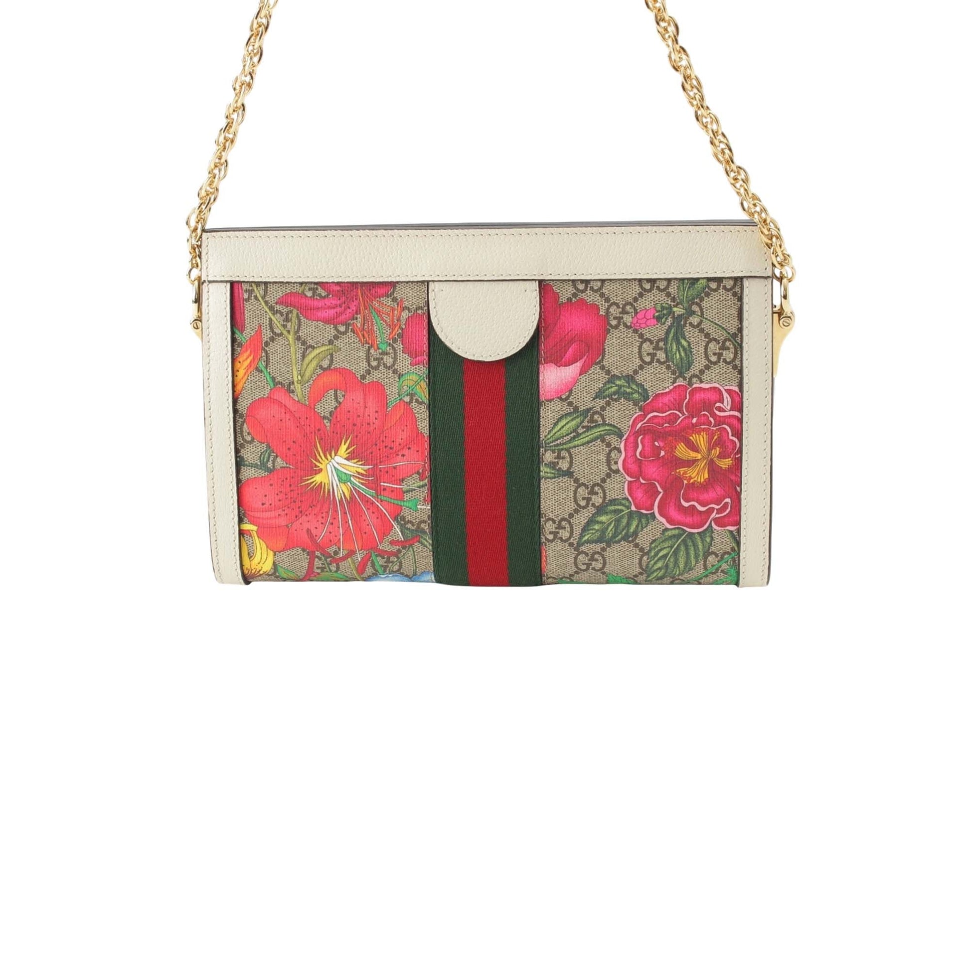 Gucci Small GG Supreme Flora Web Ophidia Chain Crossbody