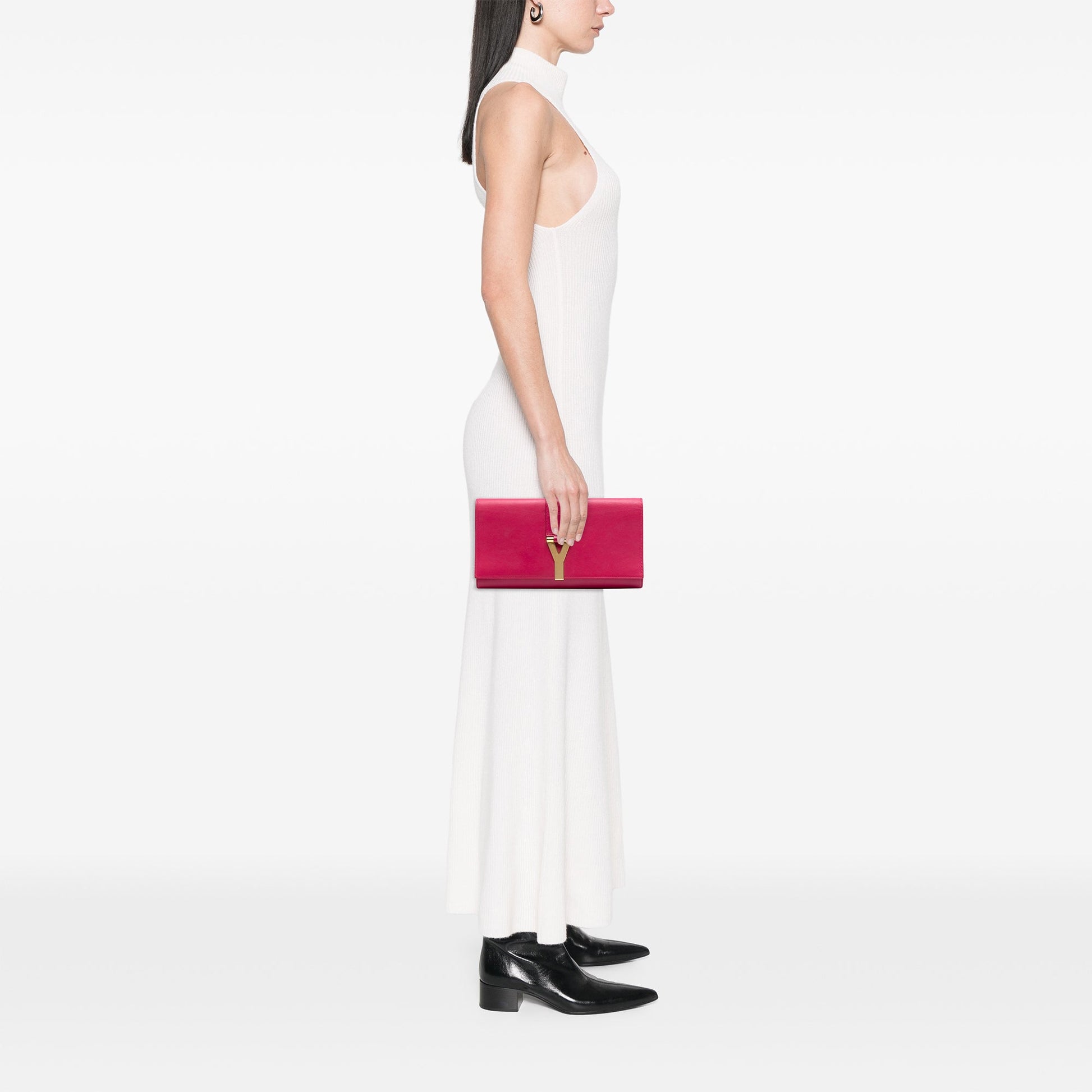 Saint Laurent Leather Chyc Ligne Clutch