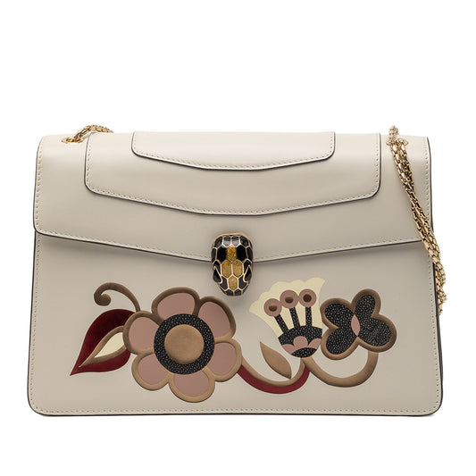 Bvlgari Medium Calfskin Floral Serpenti Forever Shoulder Bag