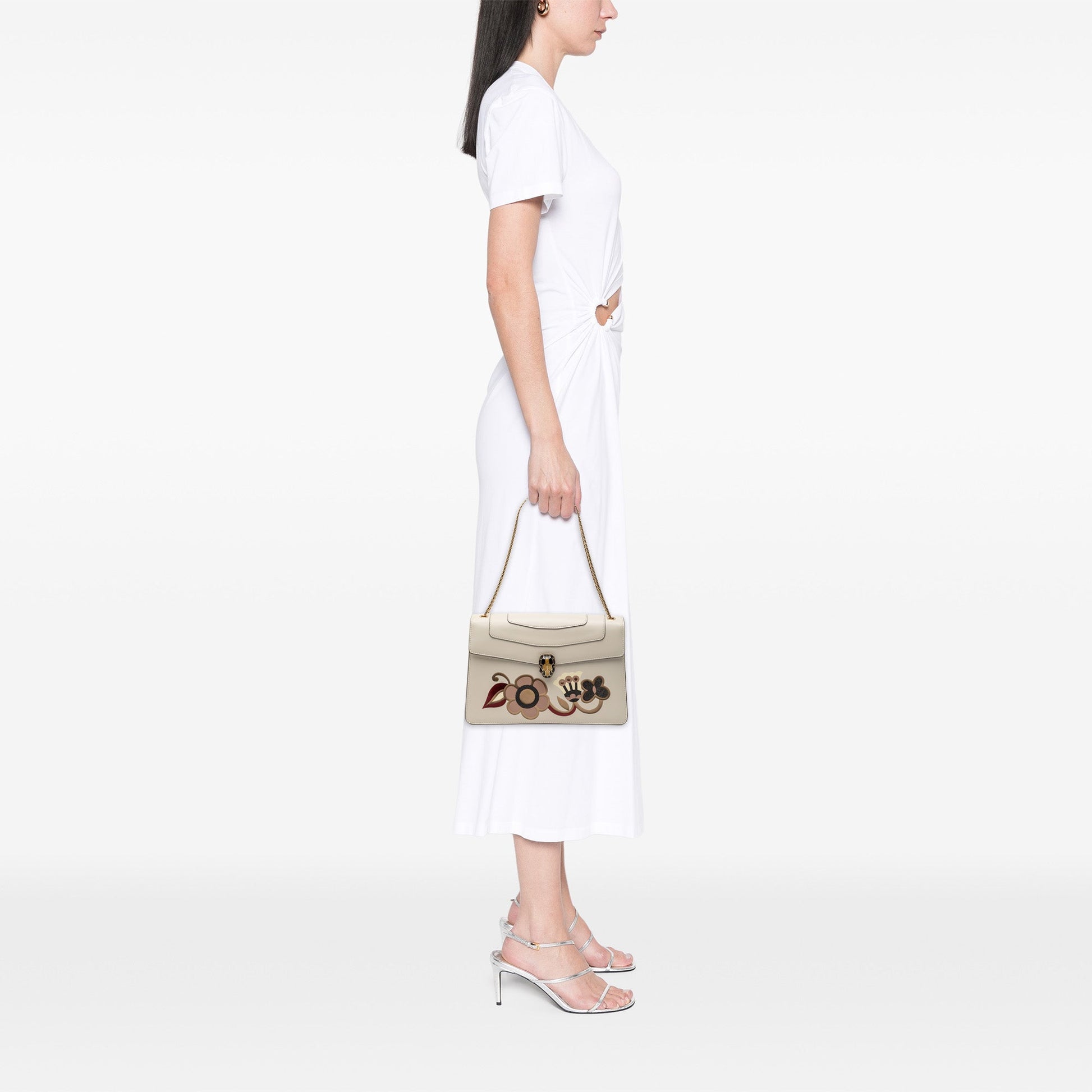 Bvlgari Medium Calfskin Floral Serpenti Forever Shoulder Bag