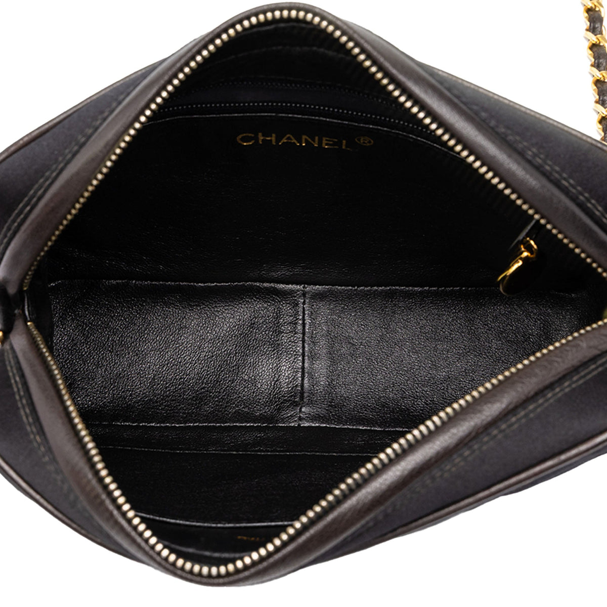Chanel CC Diamond Quilted Satin Tassel Camera Bag — Black