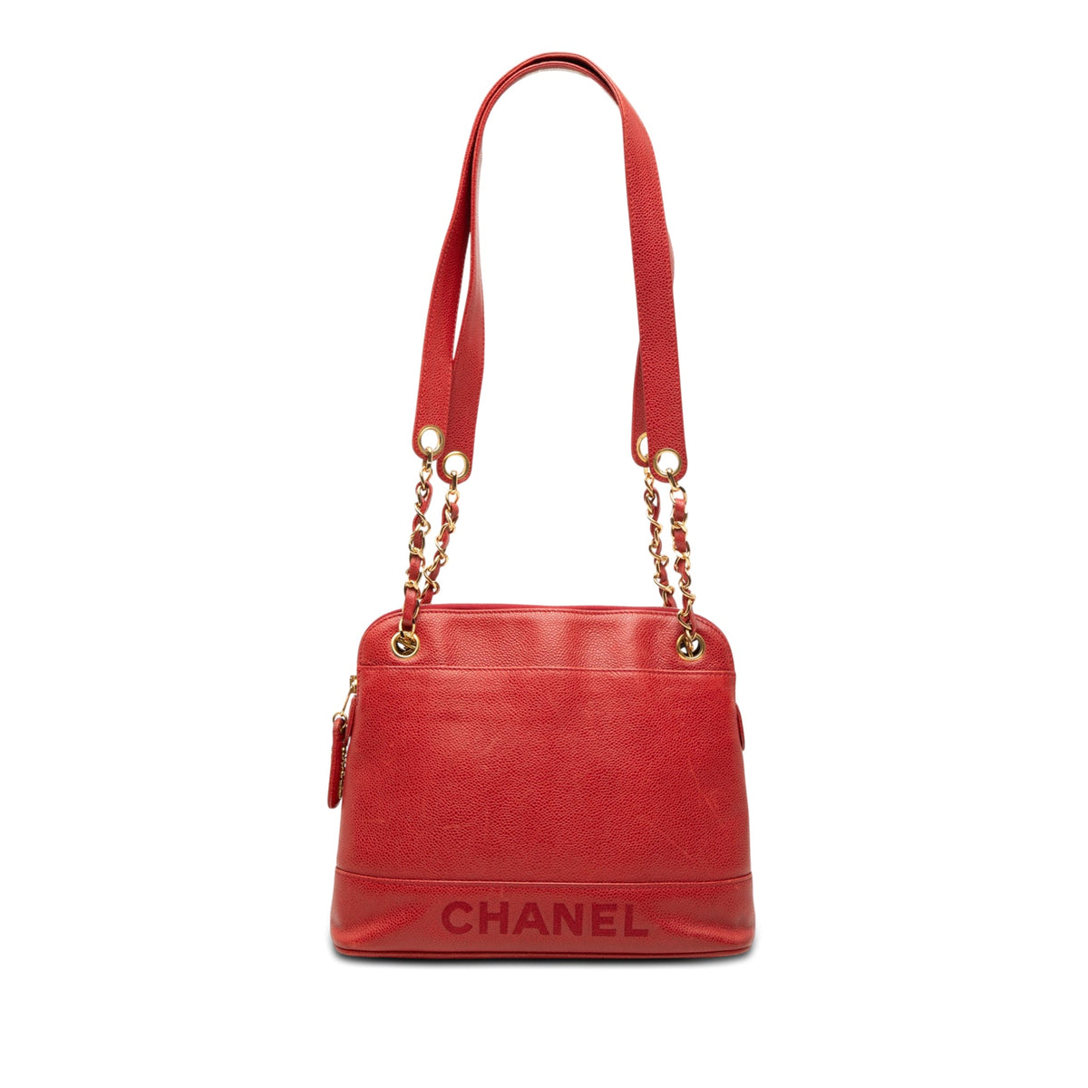 Chanel Caviar Logo Chain Shoulder Bag