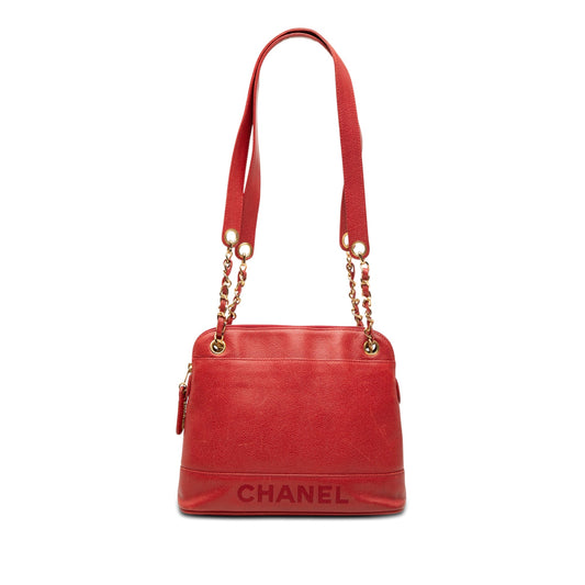 Chanel Caviar Logo Chain Shoulder Bag