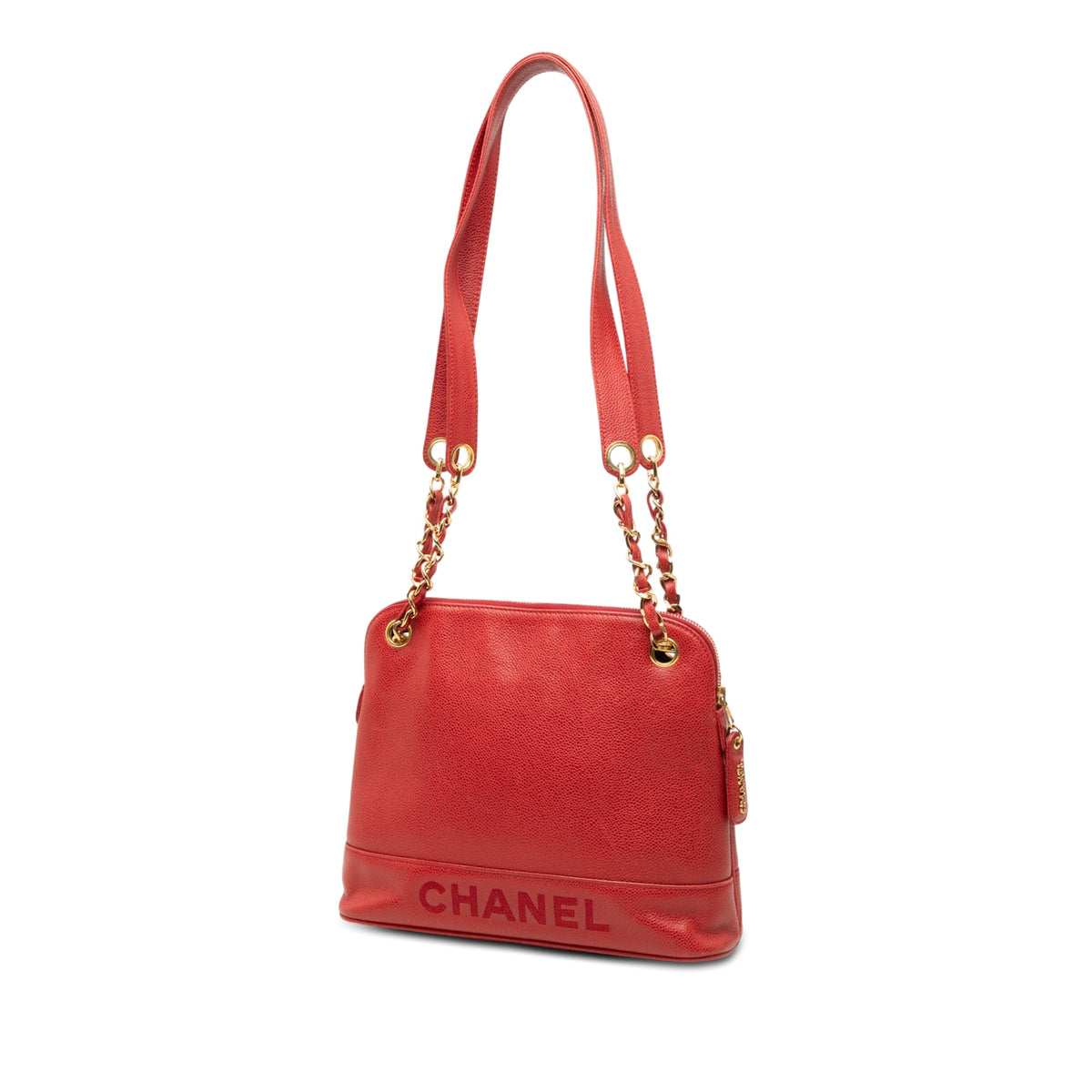 Chanel Caviar Logo Chain Shoulder Bag