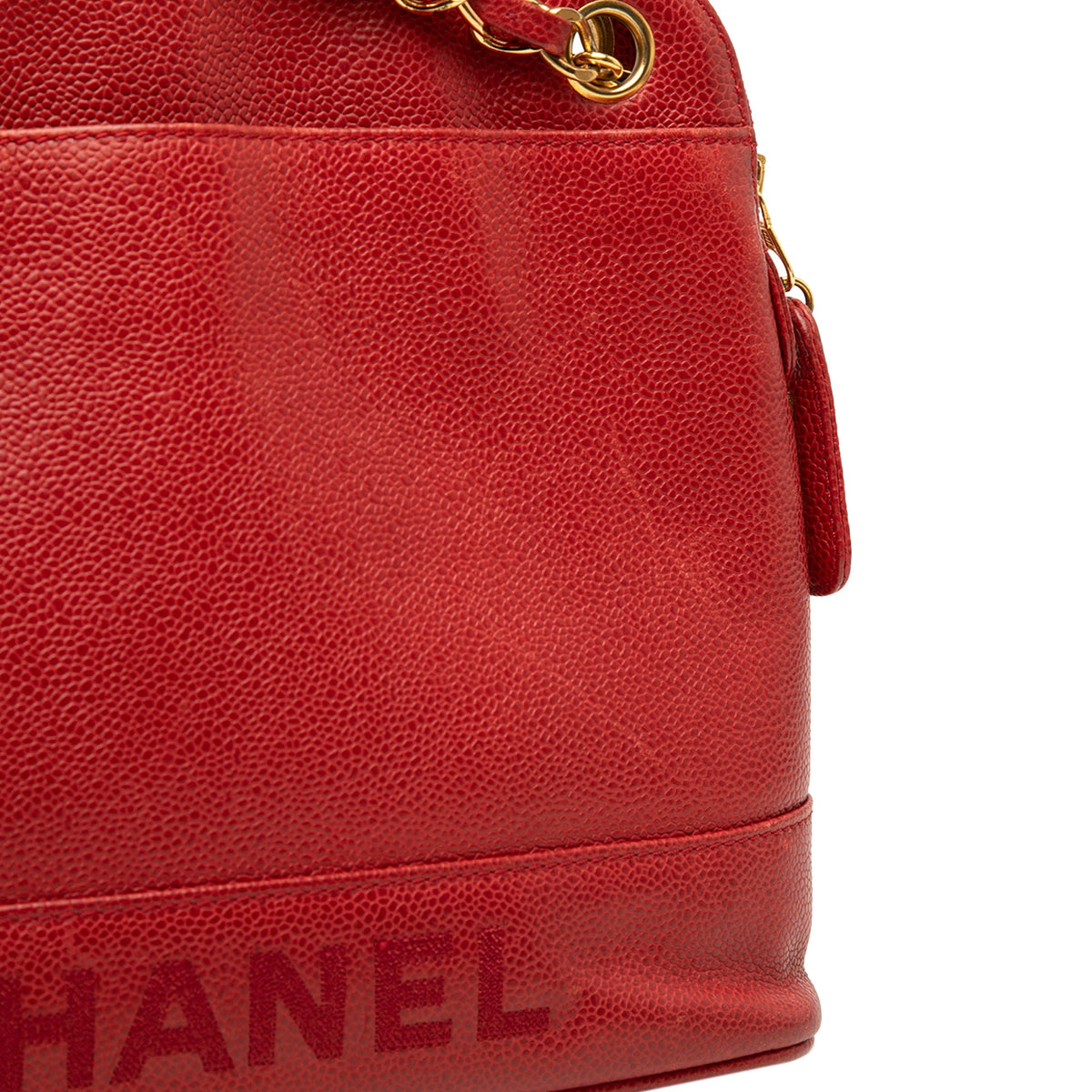 Chanel Caviar Logo Chain Shoulder Bag