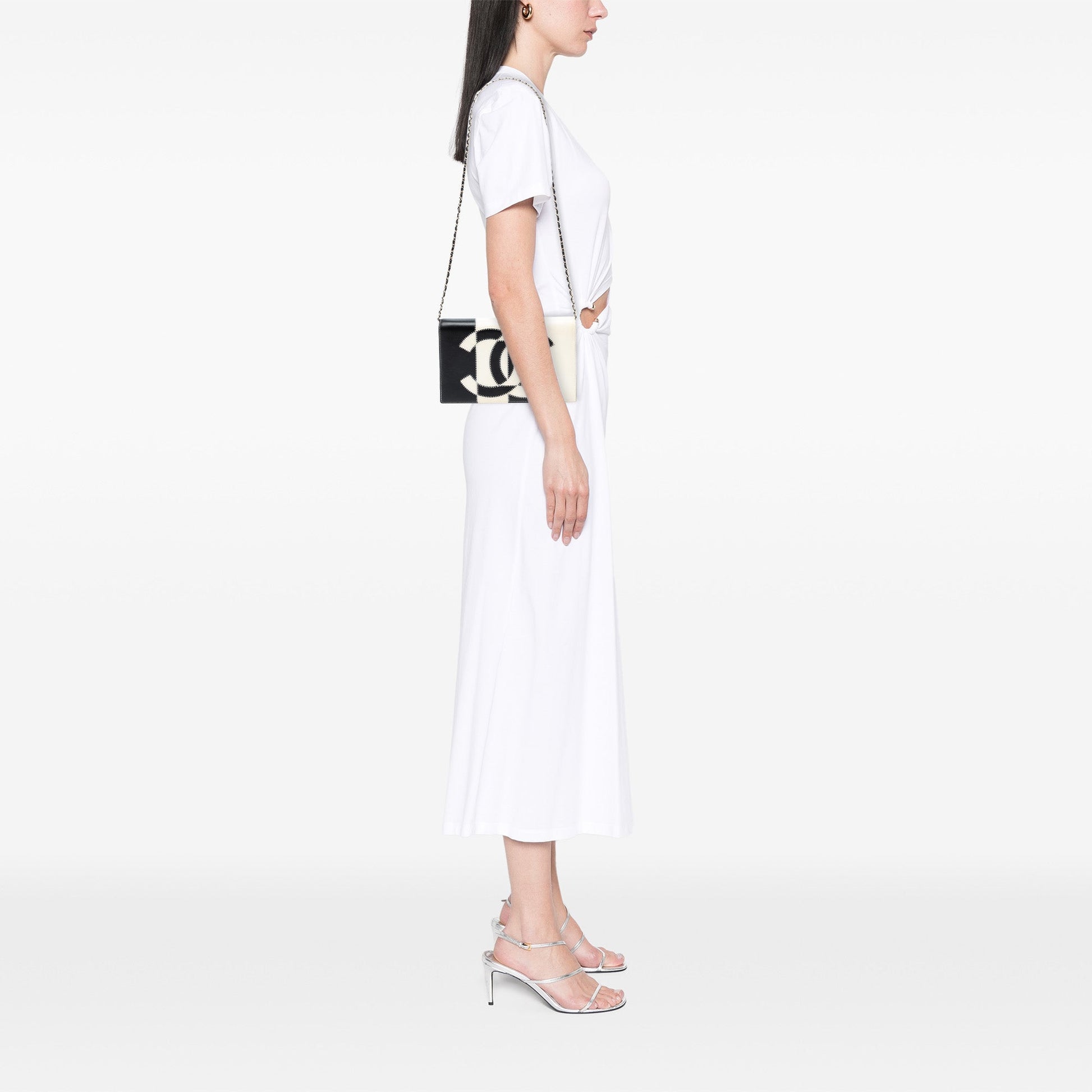 Chanel CC Lambskin Embroidered Clutch With Chain