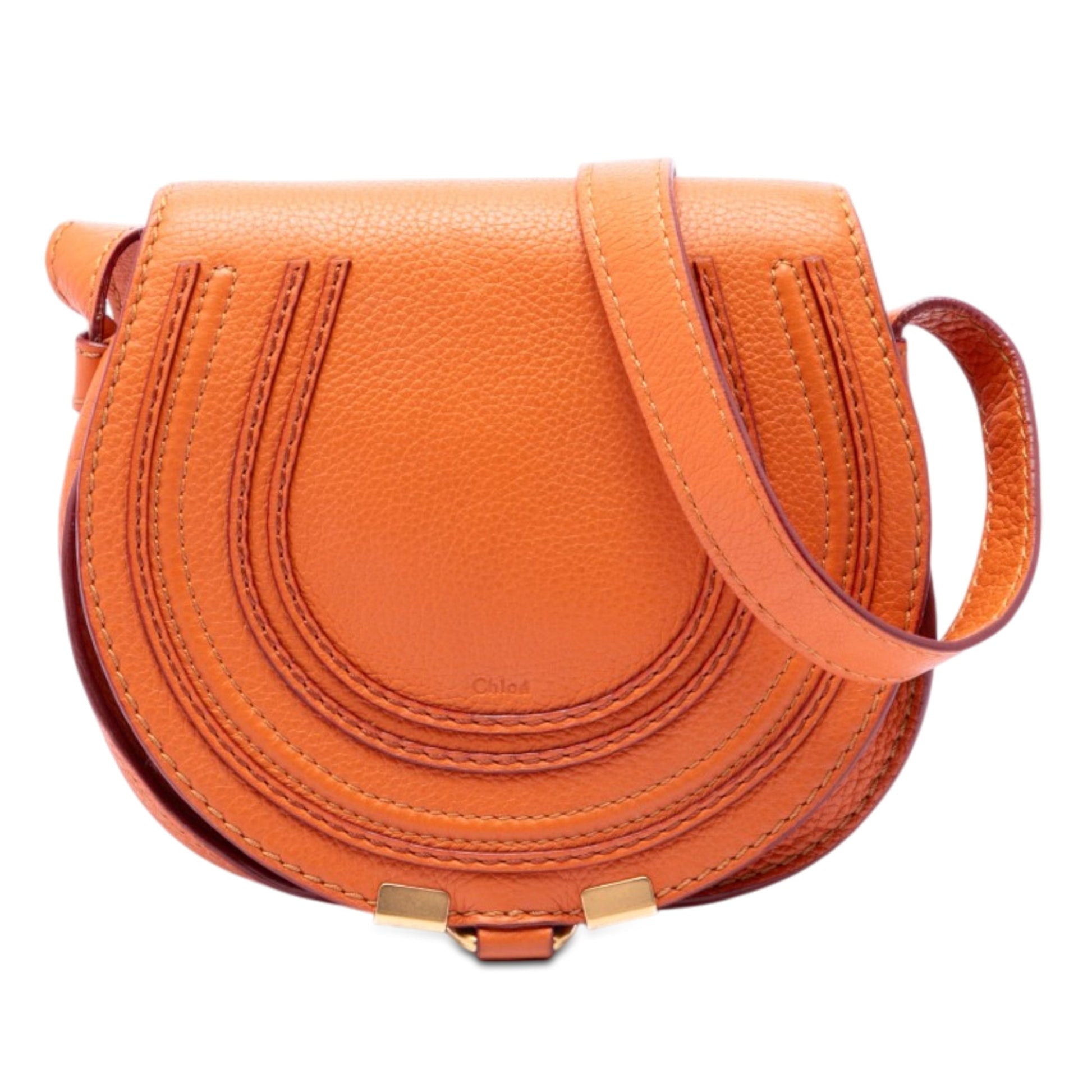 Chloé Small Grained Leather Marcie Saddle Crossbody