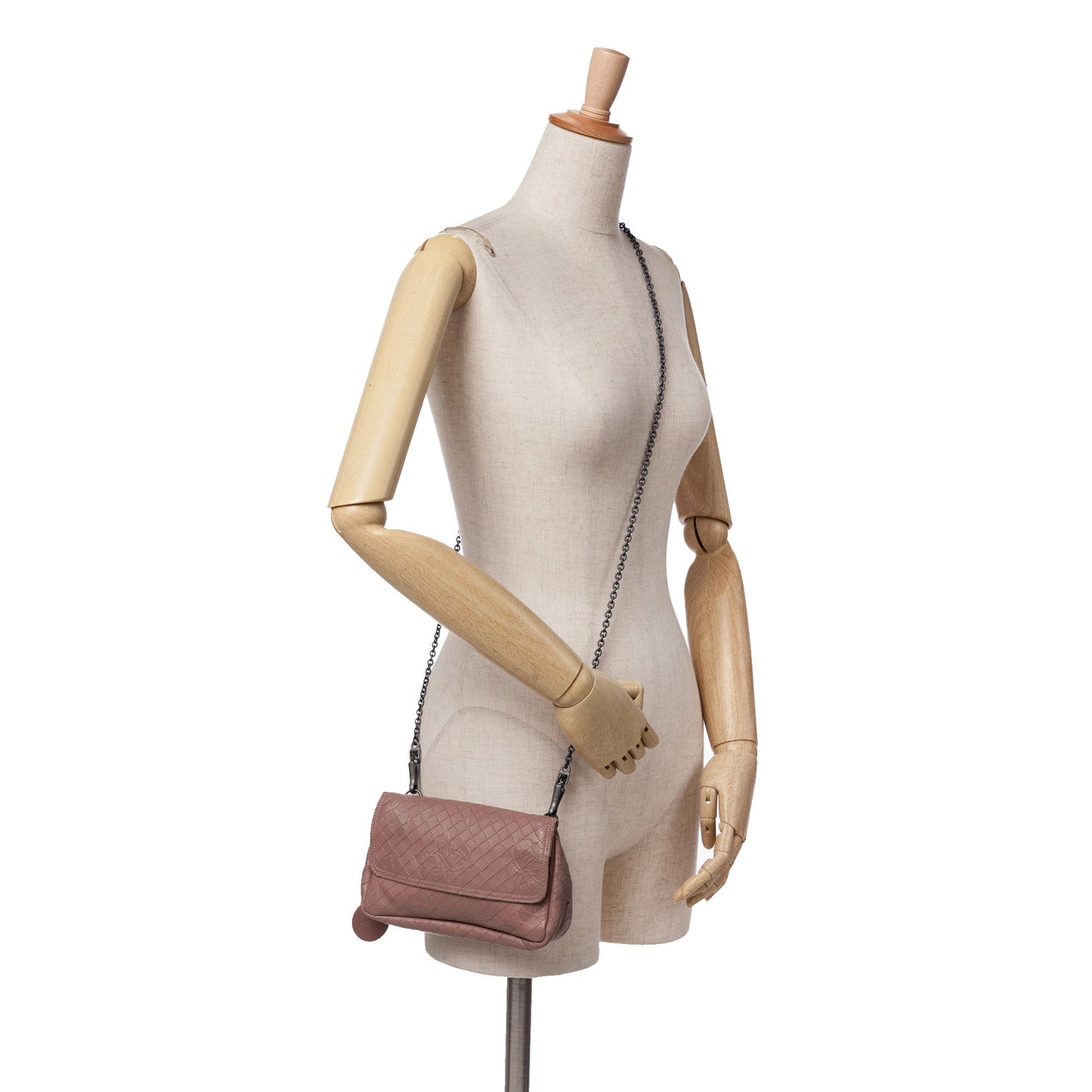 Bottega Veneta Small Calfskin Intrecciomirage Embossed Butterfly Chain Crossbody