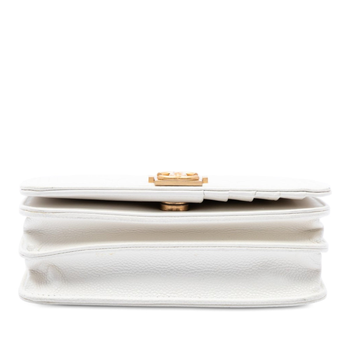 Chanel Mini Quilted Caviar Boy Wallet On Chain — White