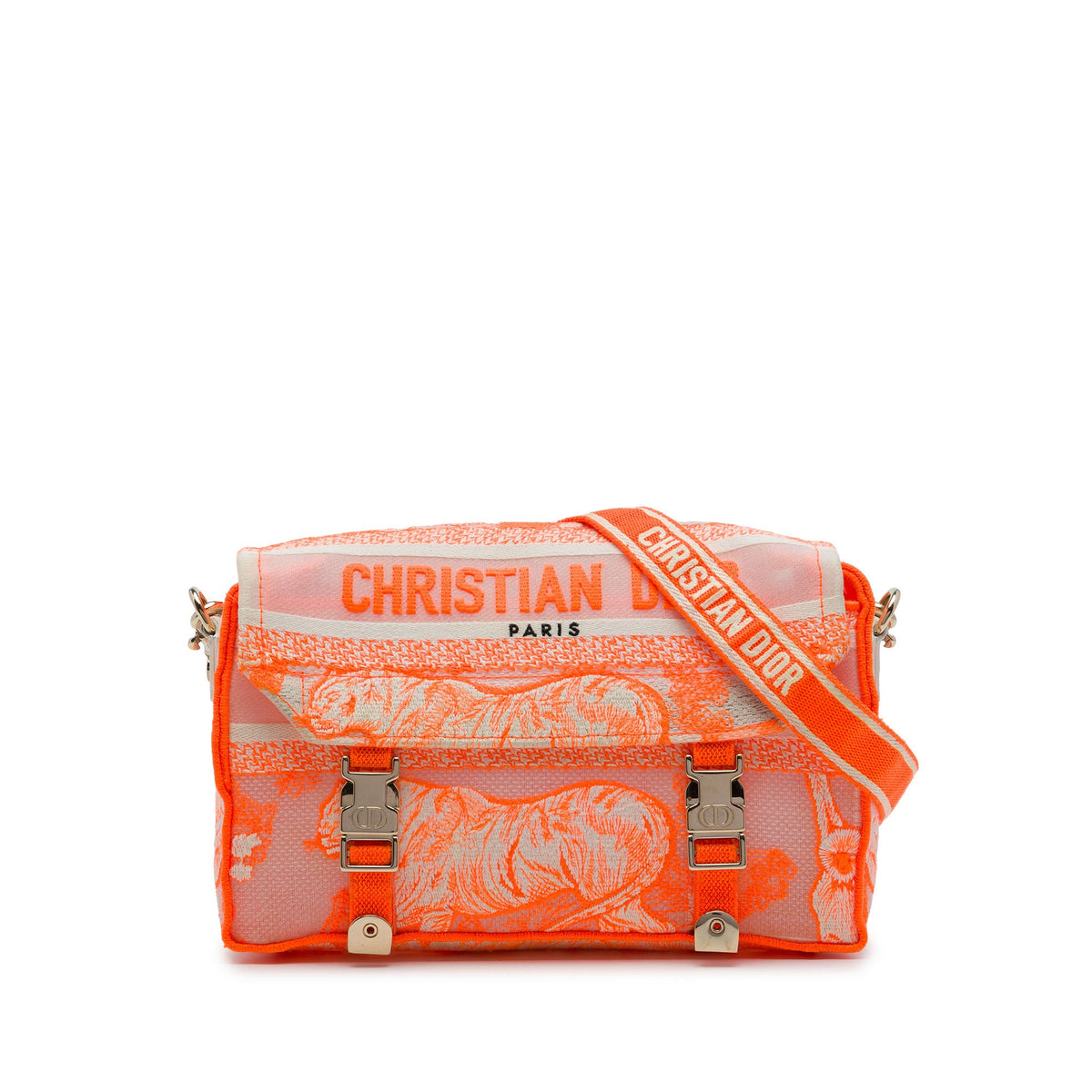Dior Small Embroidered Canvas Toile de Jouy Diorcamp Messenger Bag — Orange