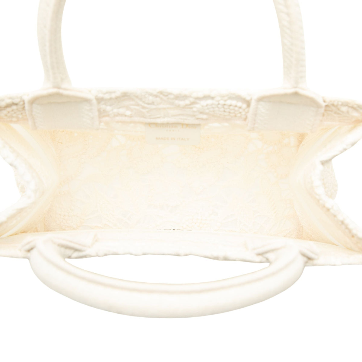 Dior Small Embroidered Mesh Macrame Book Tote — White