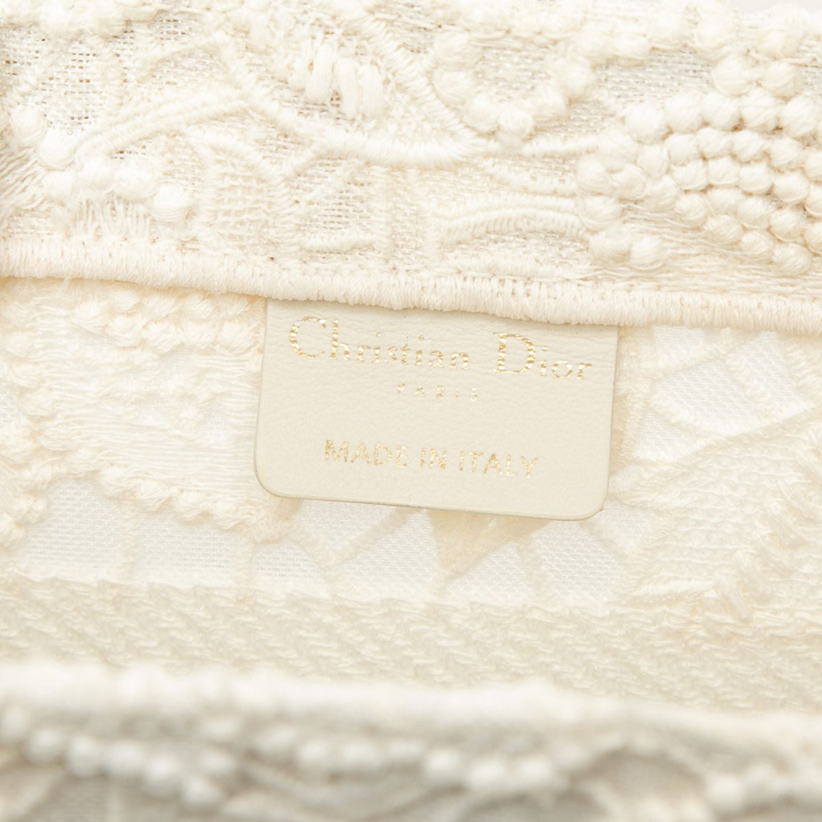 Dior Small Embroidered Mesh Macrame Book Tote — White