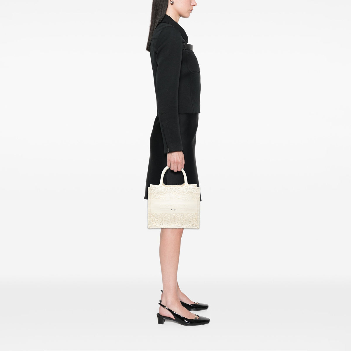 Dior Small Embroidered Mesh Macrame Book Tote — White