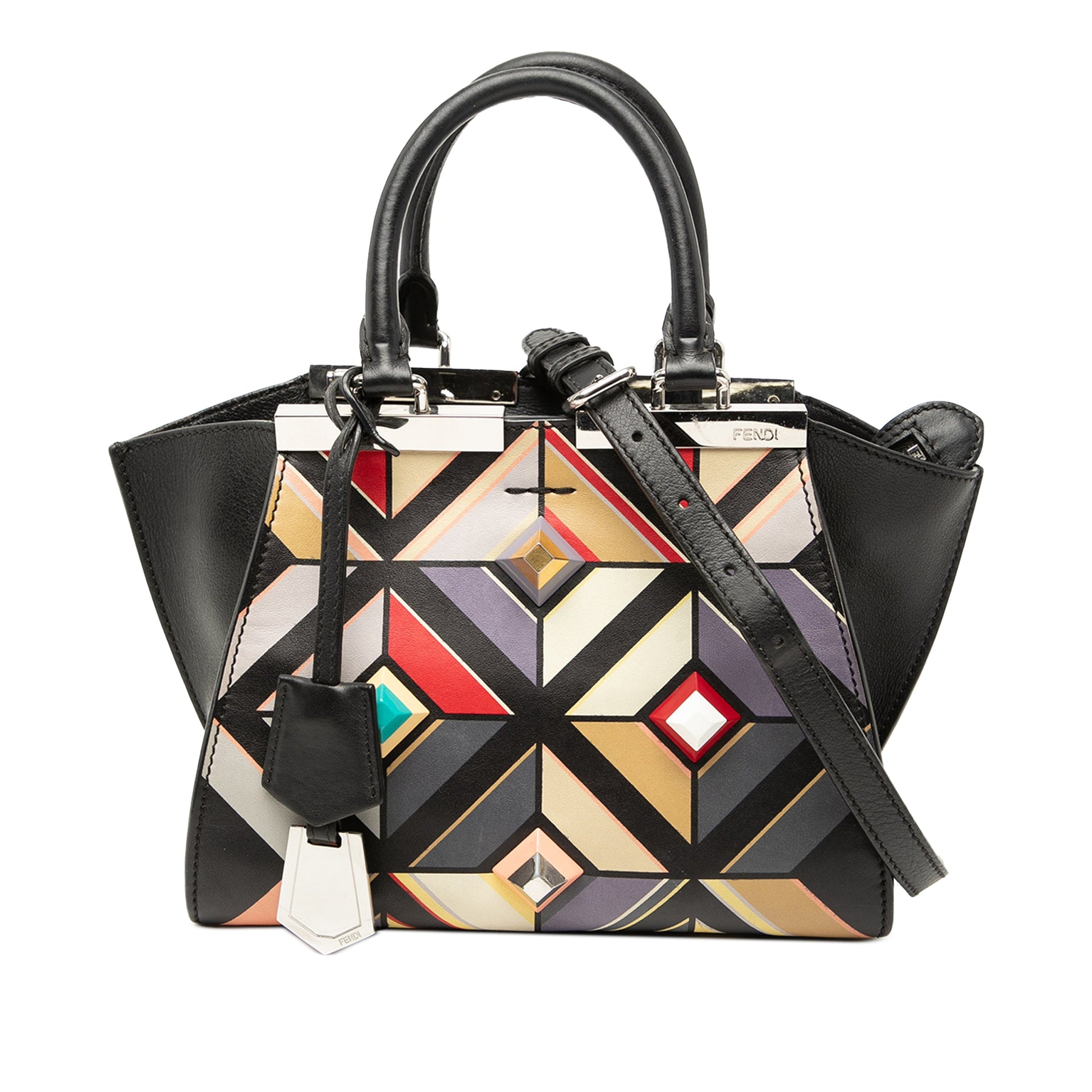 Mini Calfskin Studded Geometric 3Jours Satchel