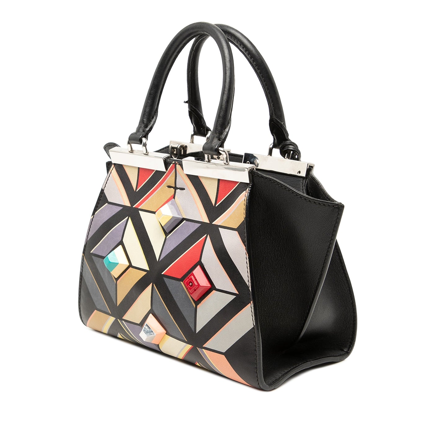 Mini Calfskin Studded Geometric 3Jours Satchel