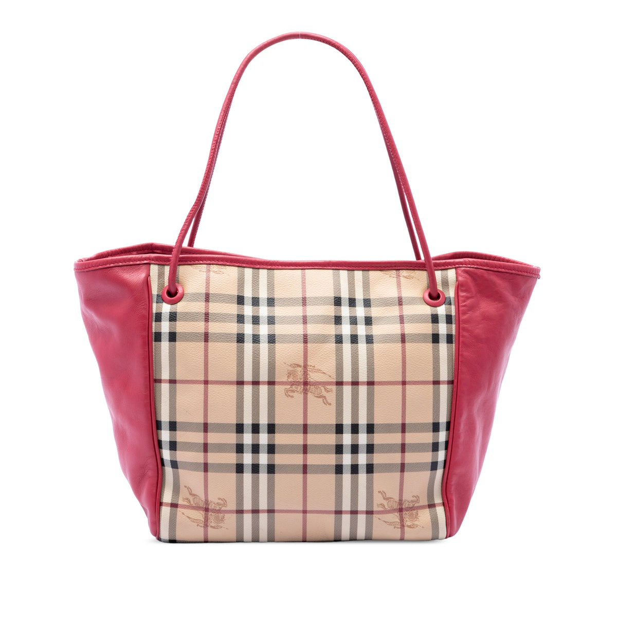 Burberry Small Haymarket Check Coated Canvas and Calfskin Canterbury Tote