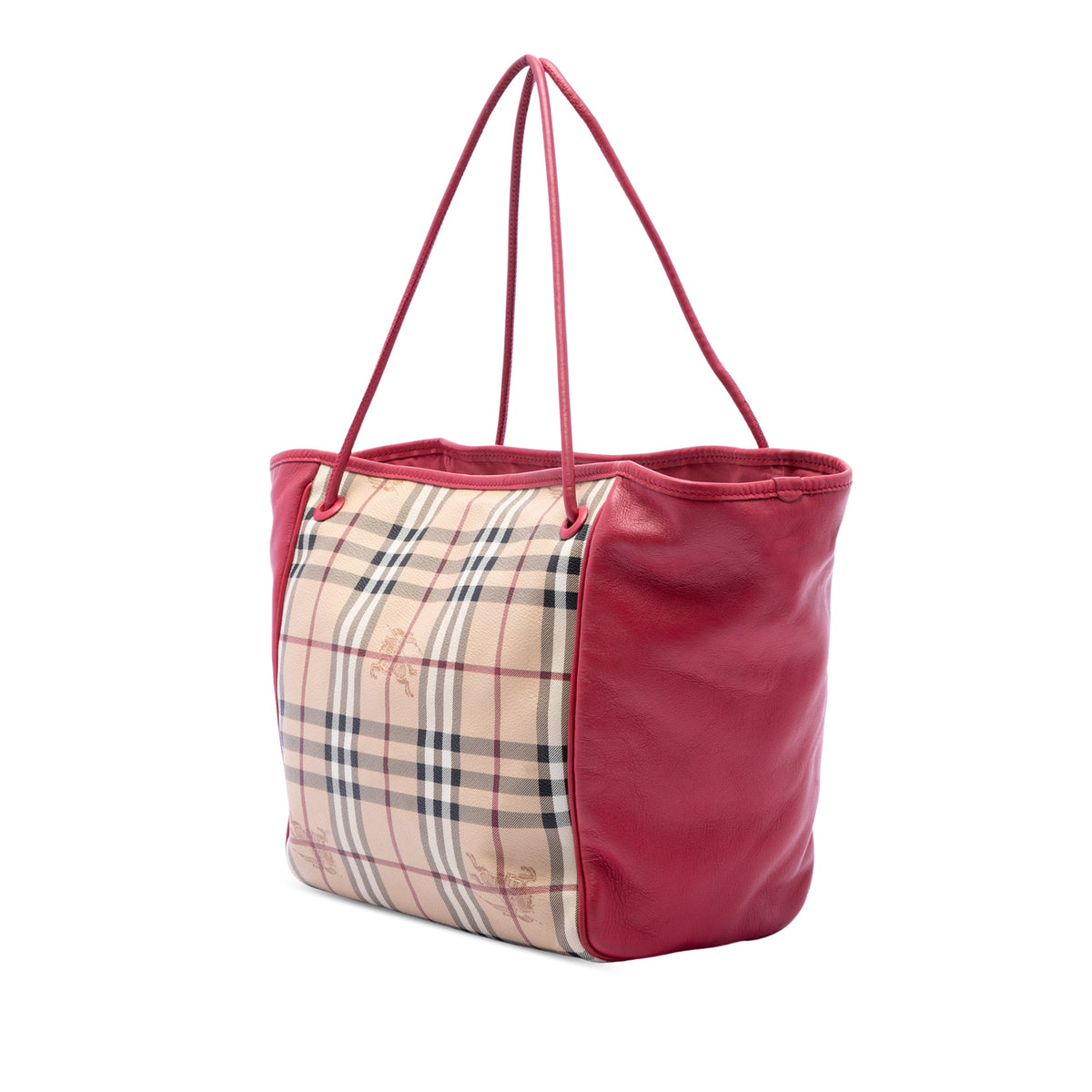 Burberry Small Haymarket Check Coated Canvas and Calfskin Canterbury Tote
