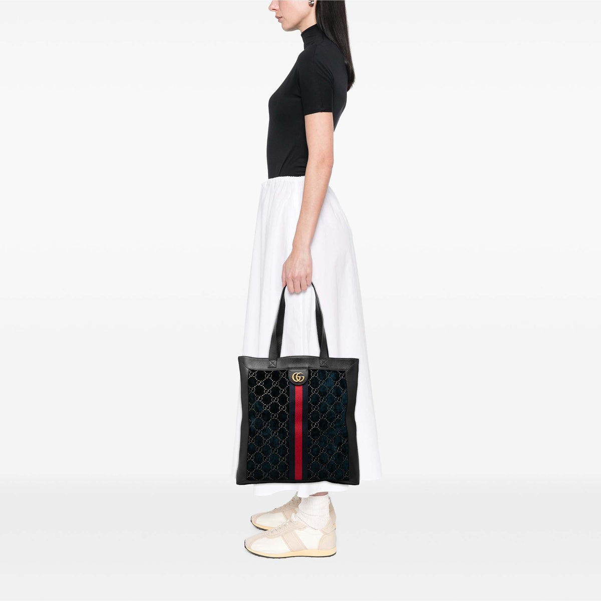 Gucci Large GG Velvet Web Ophidia Tote