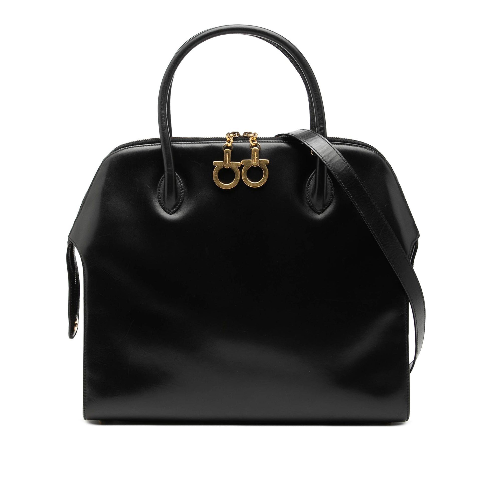 Ferragamo Medium Leather Gancini Dome Satchel