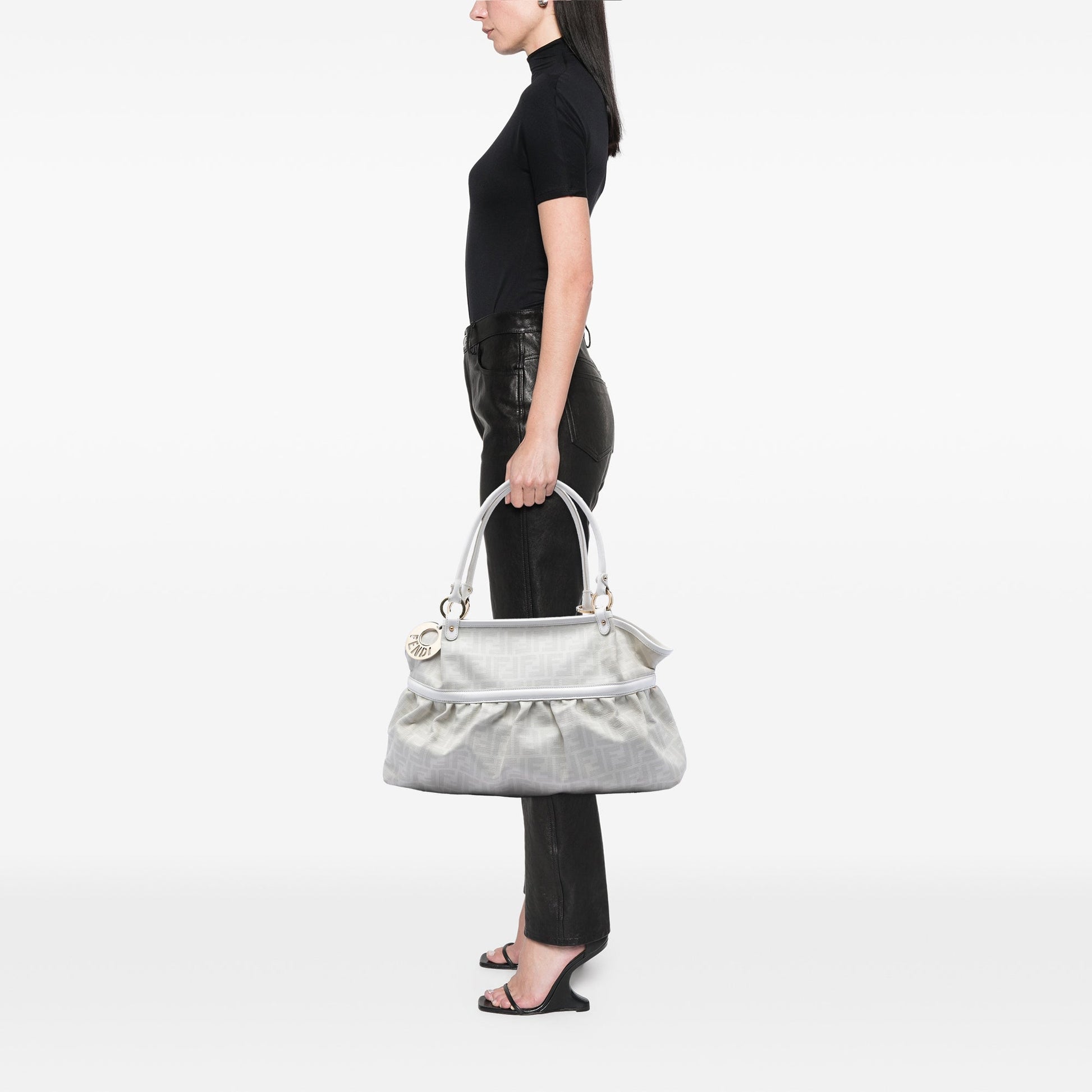 Fendi Large Zucca Coated Canvas Chef Shoulder Bag