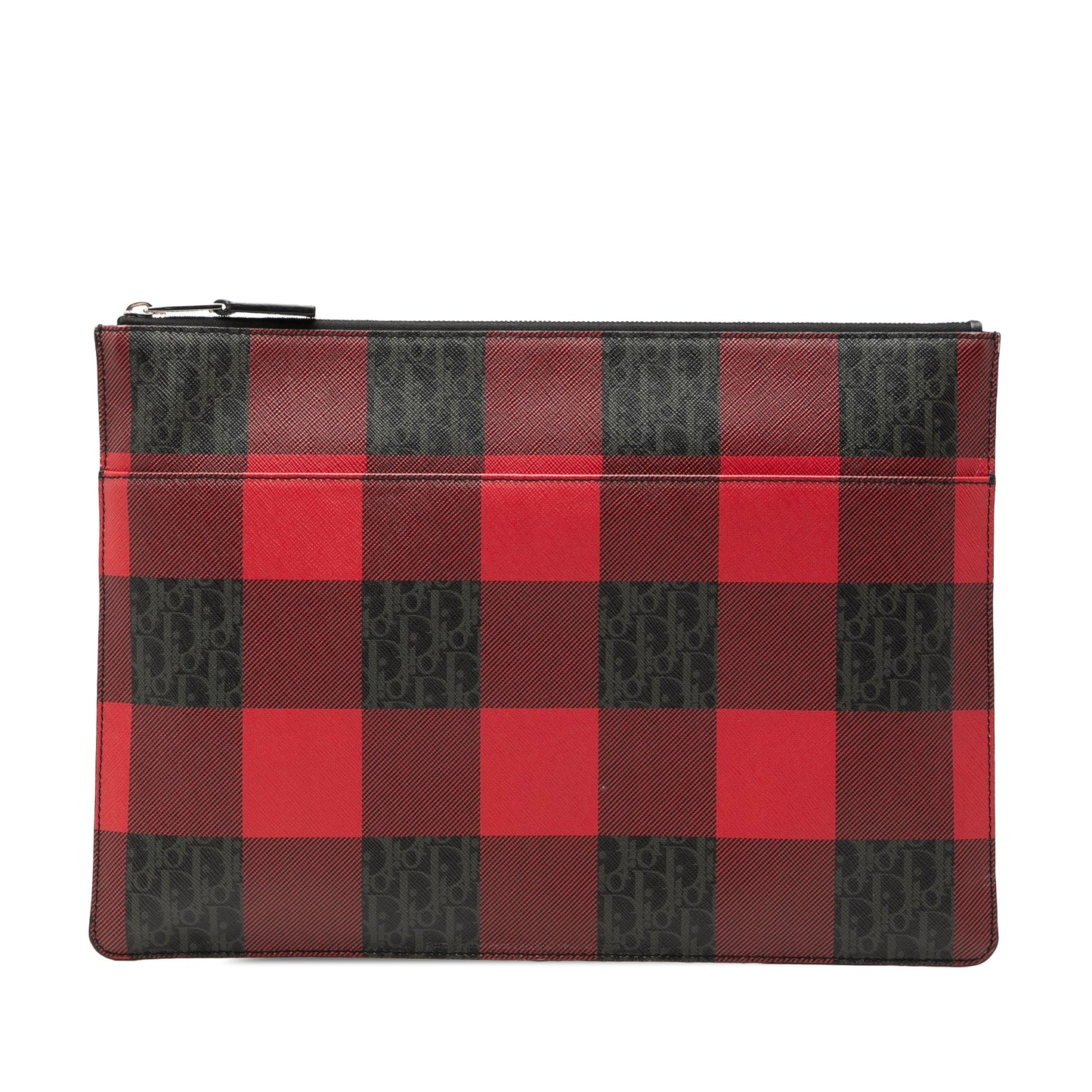 Dior Homme Plaid Printed Diorissimo Coated Canvas Zip Clutch