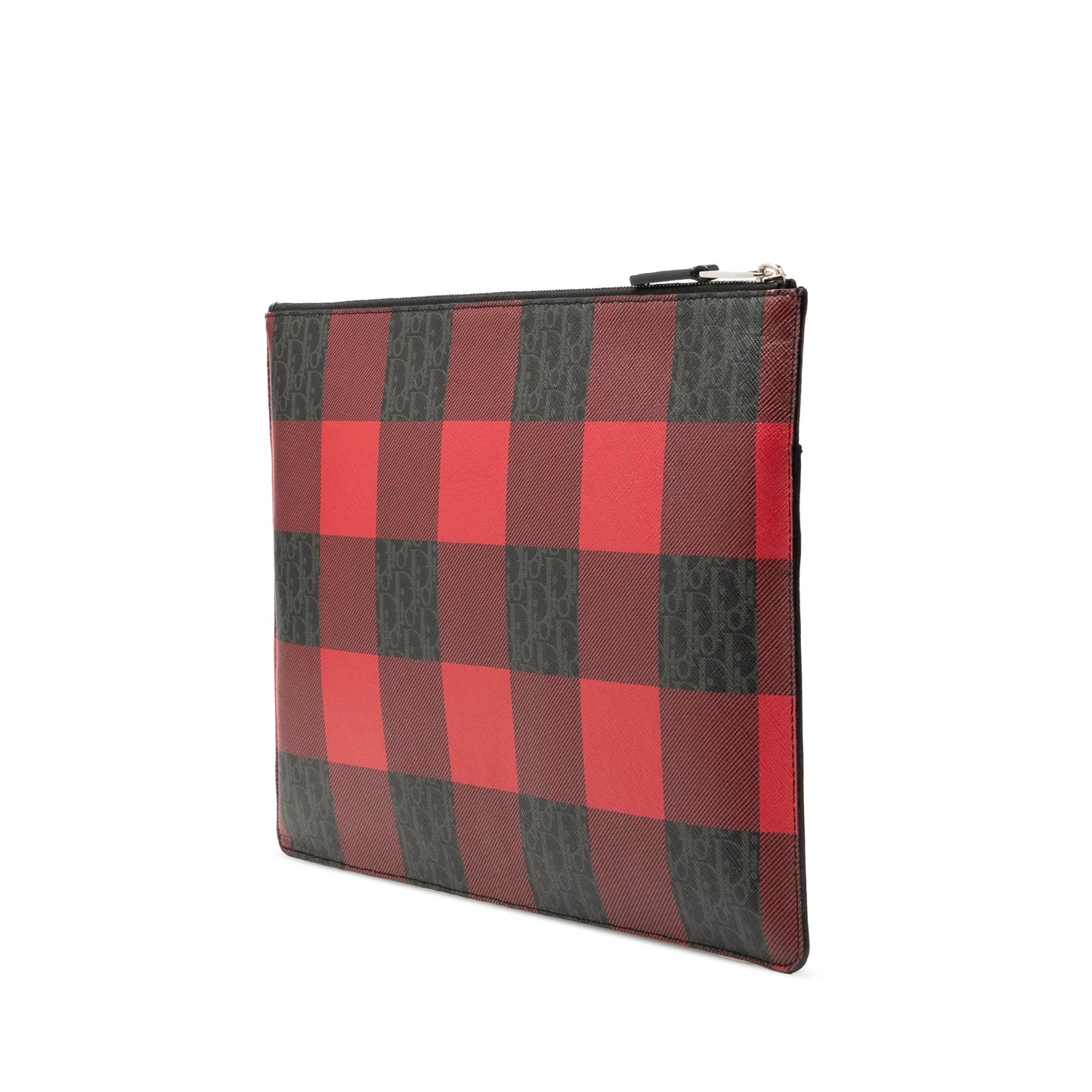 Dior Homme Plaid Printed Diorissimo Coated Canvas Zip Clutch