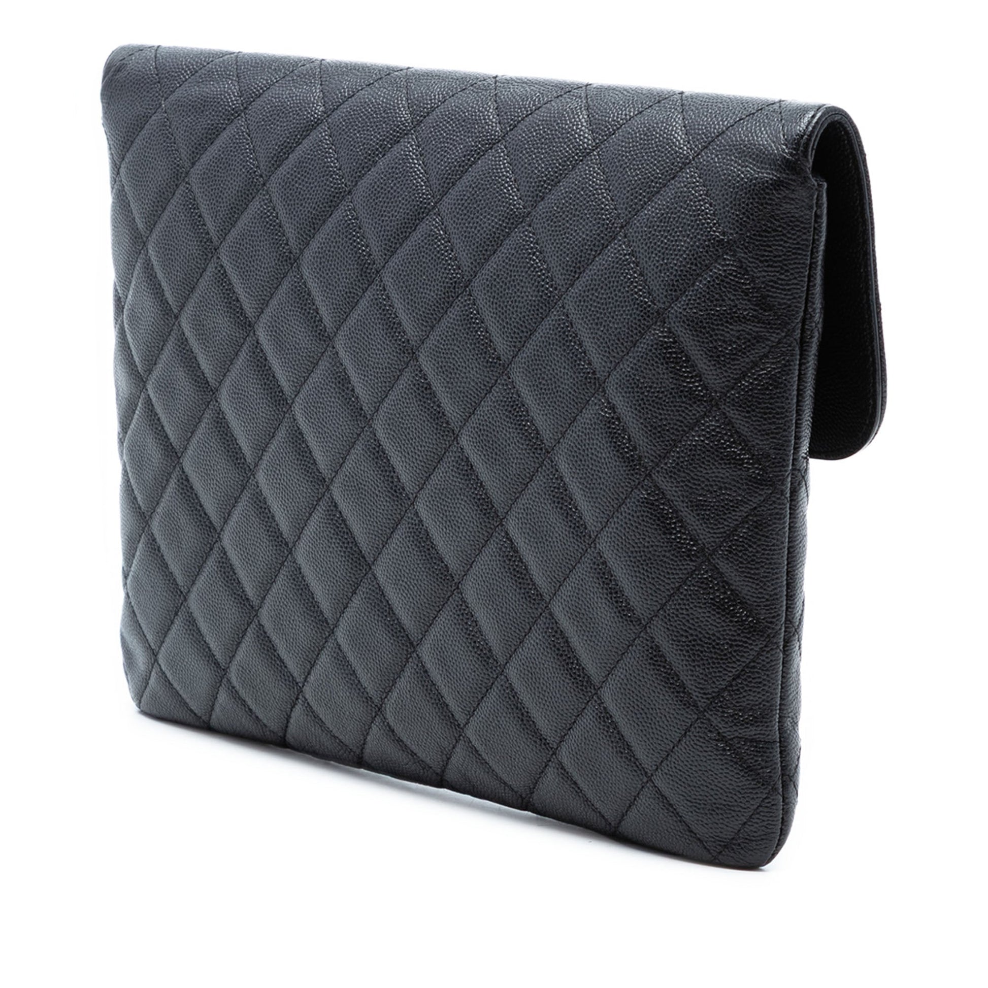 Medium Quilted Caviar Golden Class O Case Clutch
