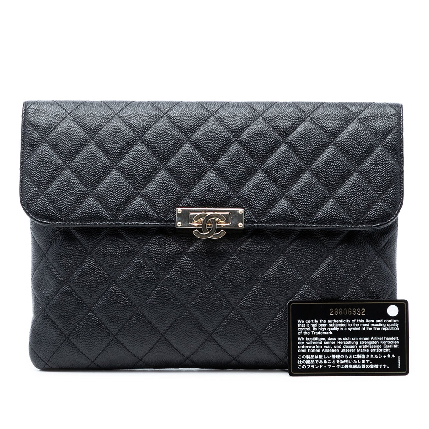 Medium Quilted Caviar Golden Class O Case Clutch