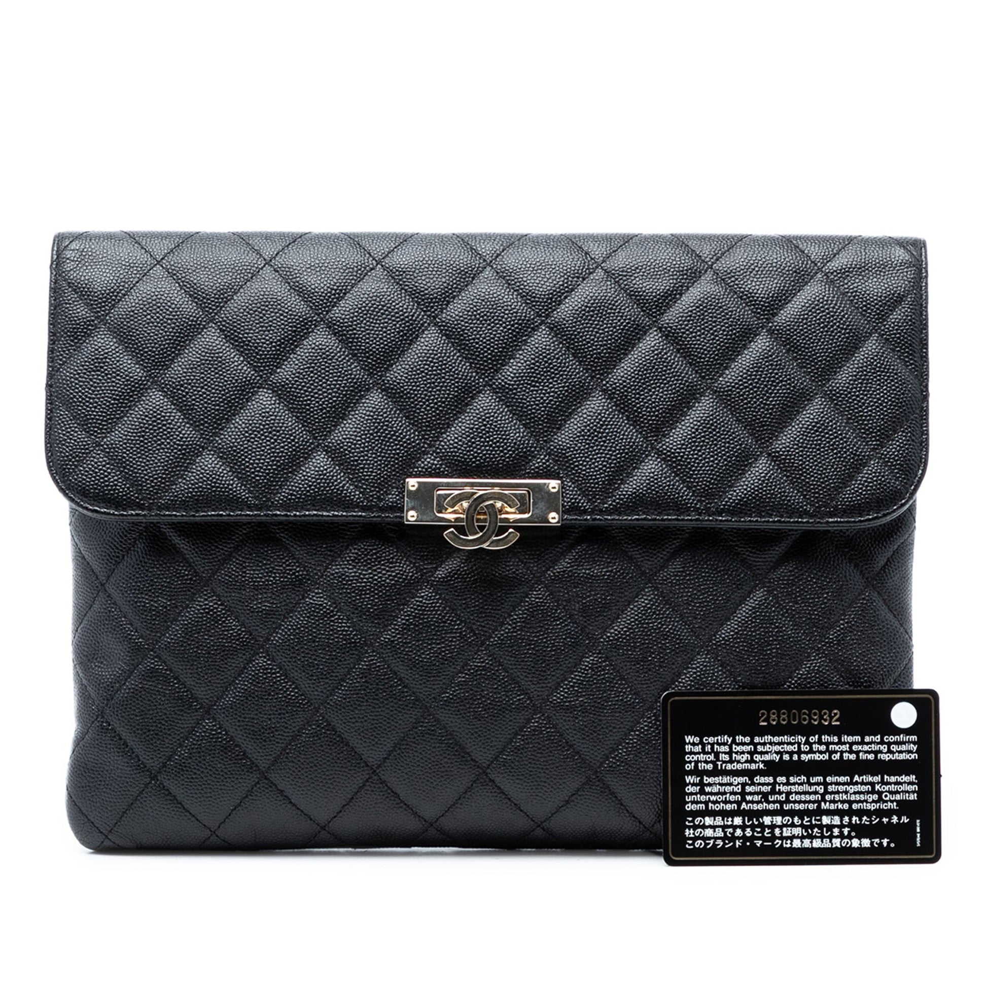 Medium Quilted Caviar Golden Class O Case Clutch