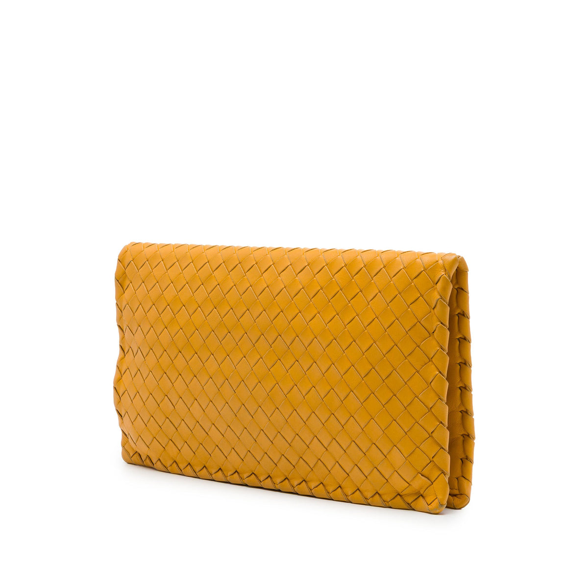 Bottega Veneta Nappa Intrecciato Turn Lock Clutch — Yellow