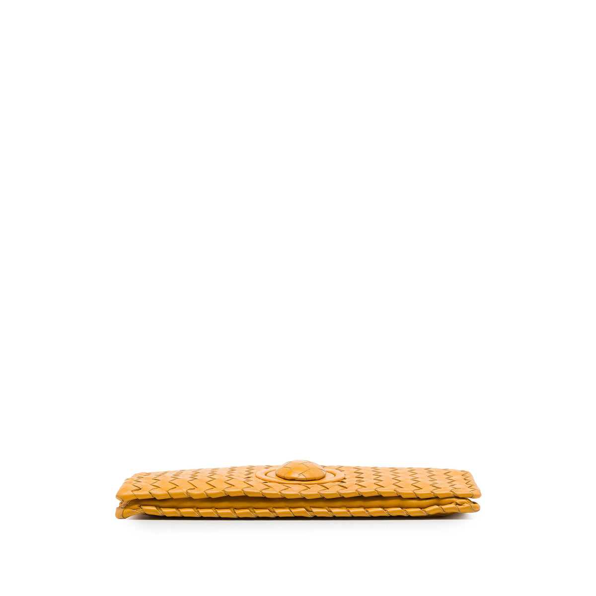 Bottega Veneta Nappa Intrecciato Turn Lock Clutch — Yellow