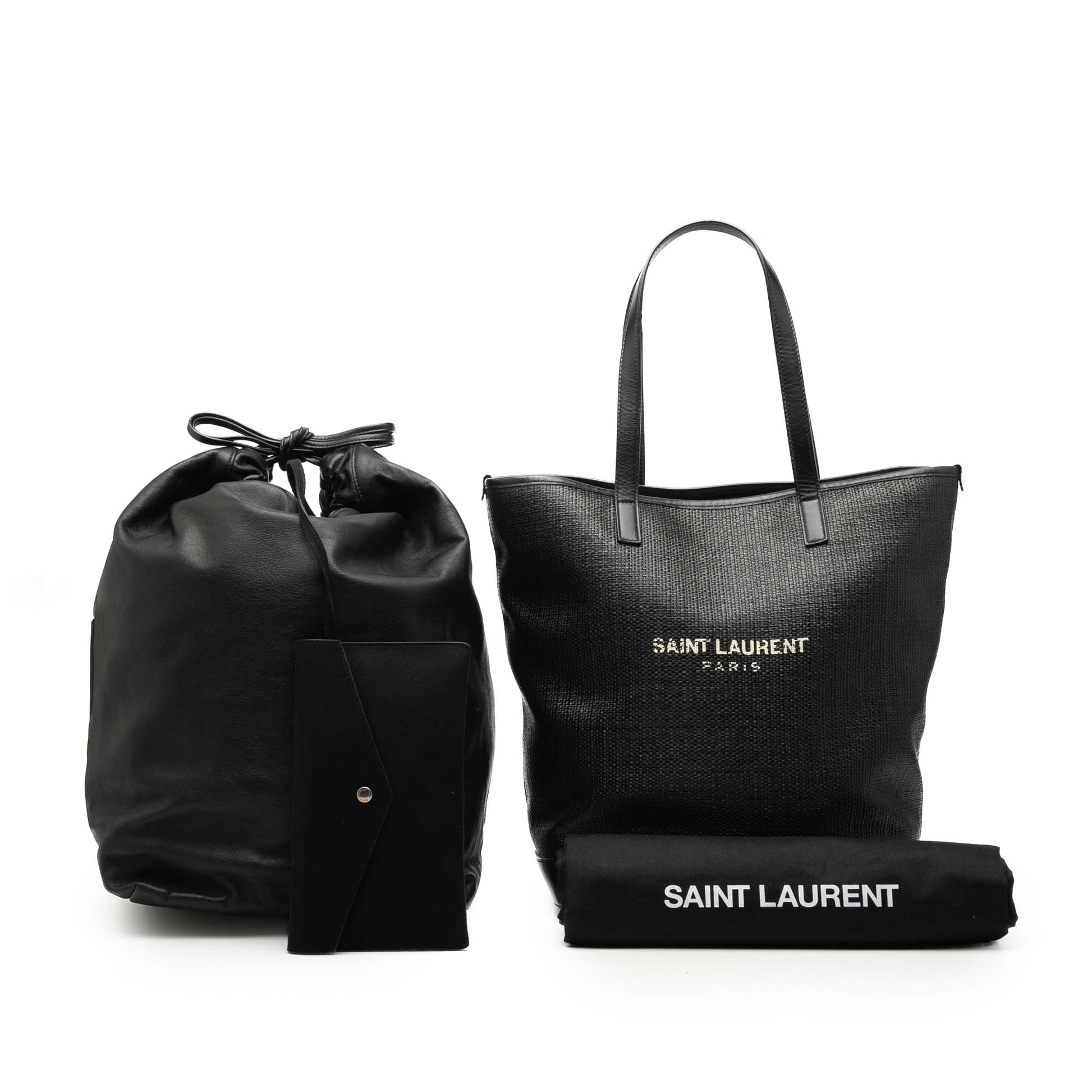 Saint Laurent Raffia Teddy Shopping Tote