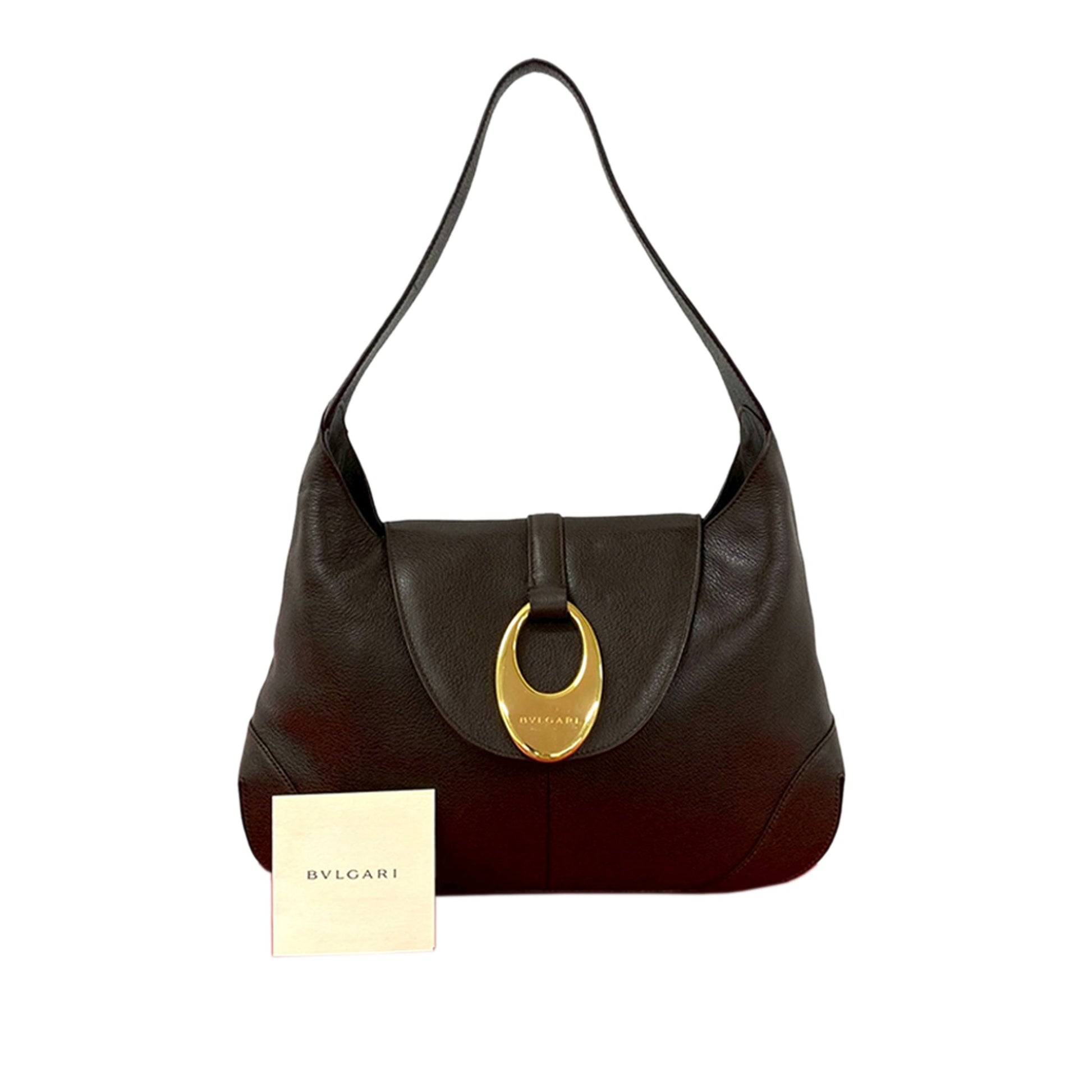 Bvlgari Leather Front Ring Hobo