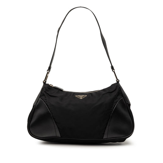 Leather Trimmed Tessuto Shoulder Bag