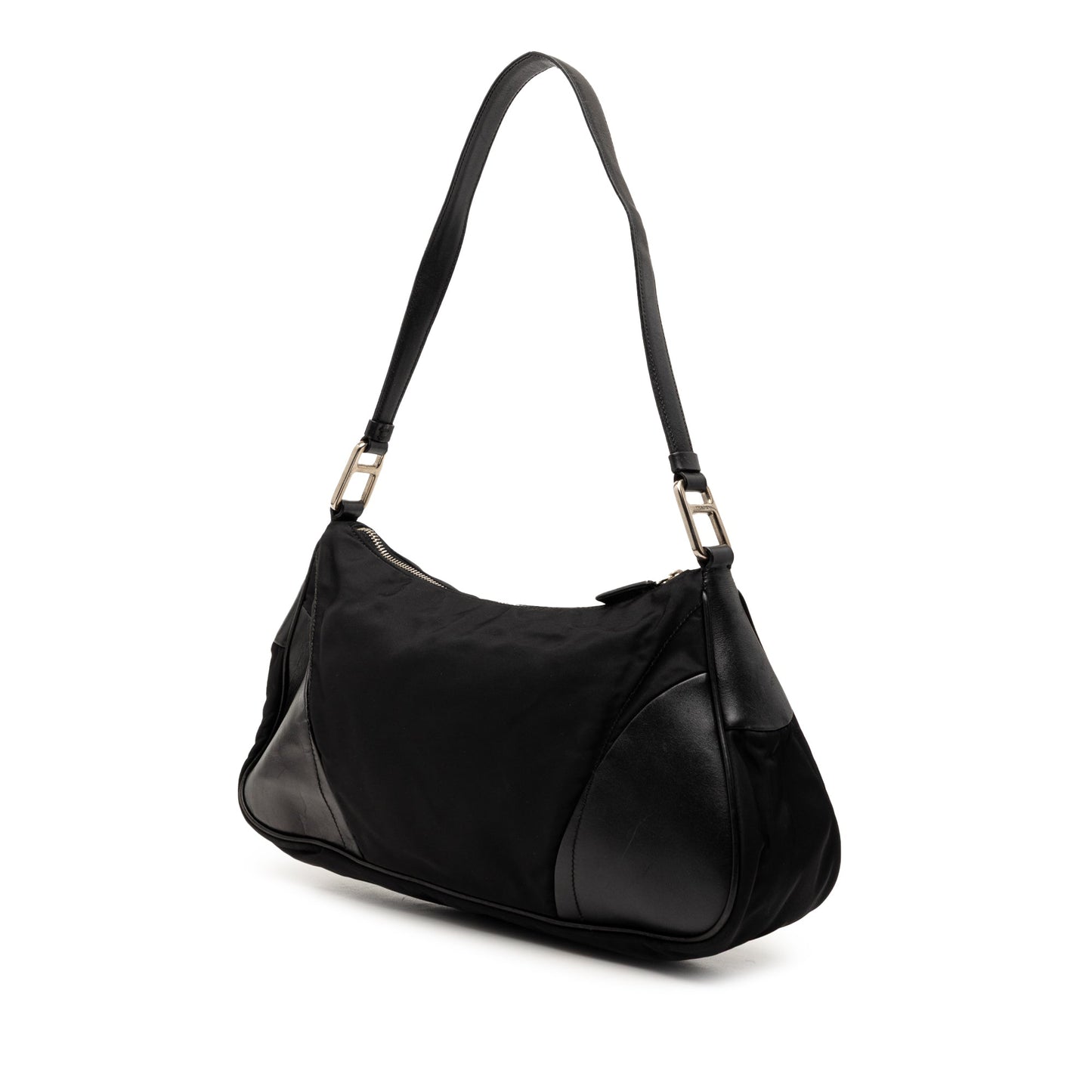 Leather Trimmed Tessuto Shoulder Bag