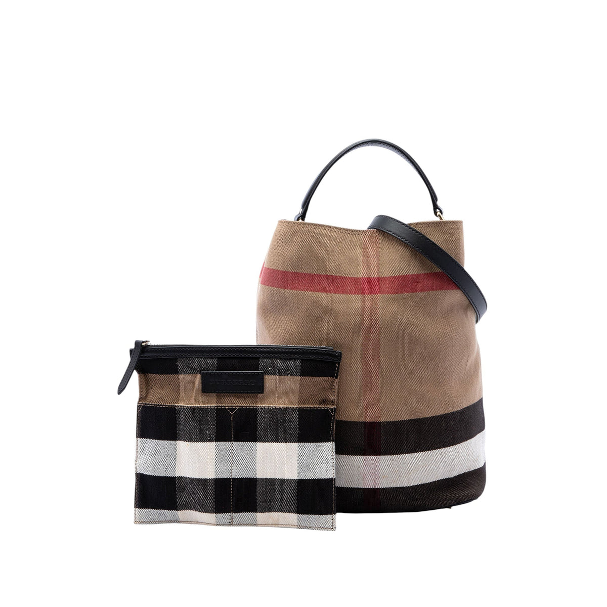 Burberry Medium Mega Check Canvas Ashby Bucket Bag