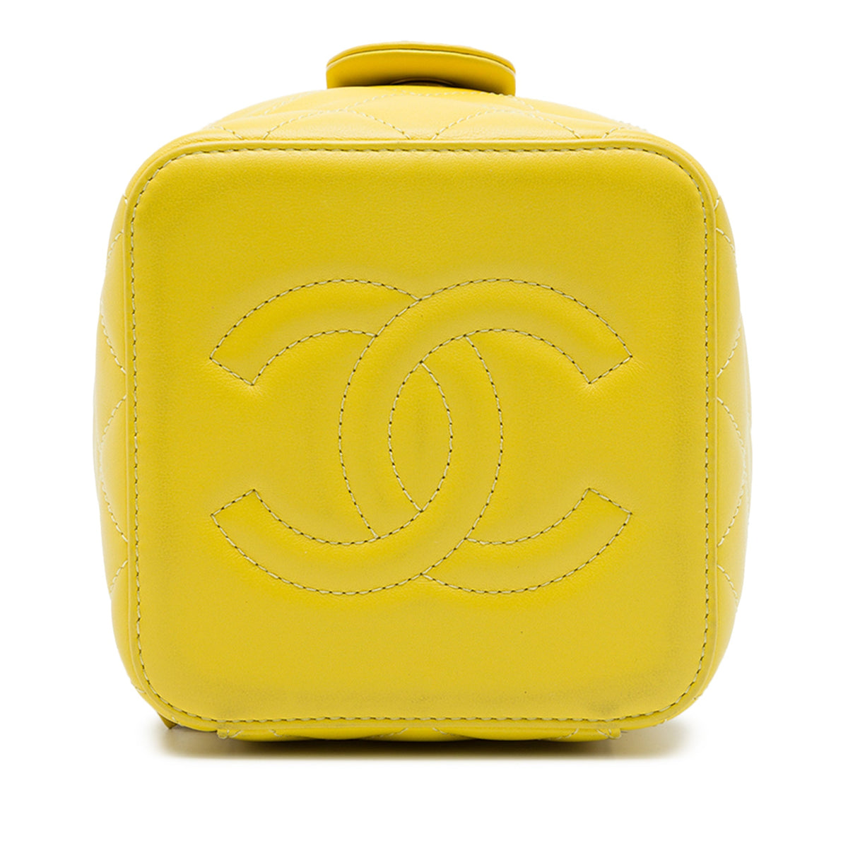 Chanel Small CC Quilted Lambskin Vanity Case With Chain — Yellow