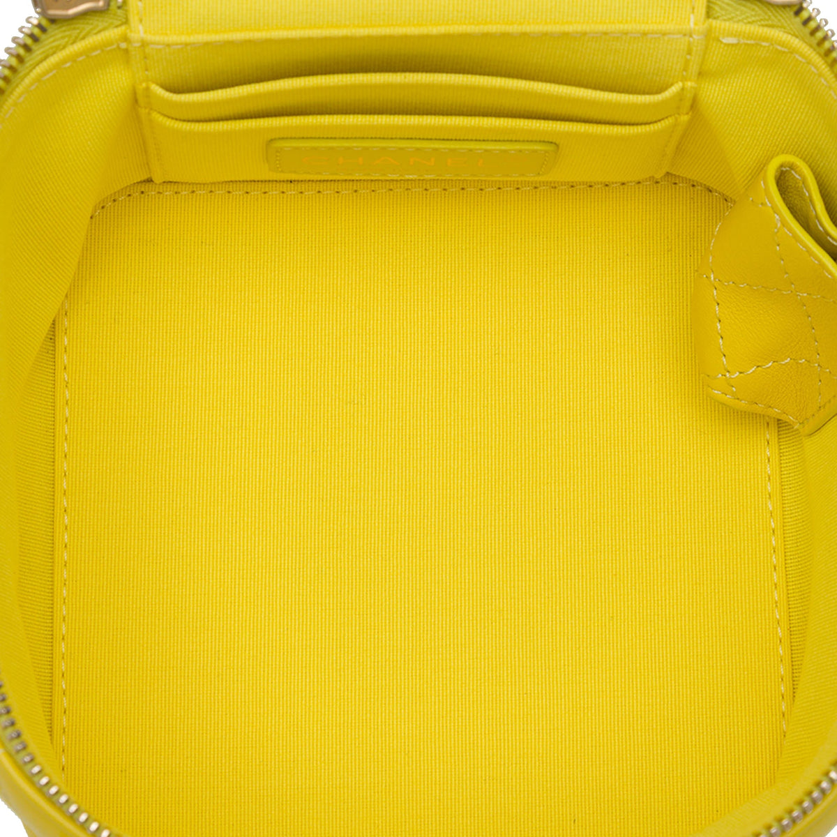 Chanel Small CC Quilted Lambskin Vanity Case With Chain — Yellow