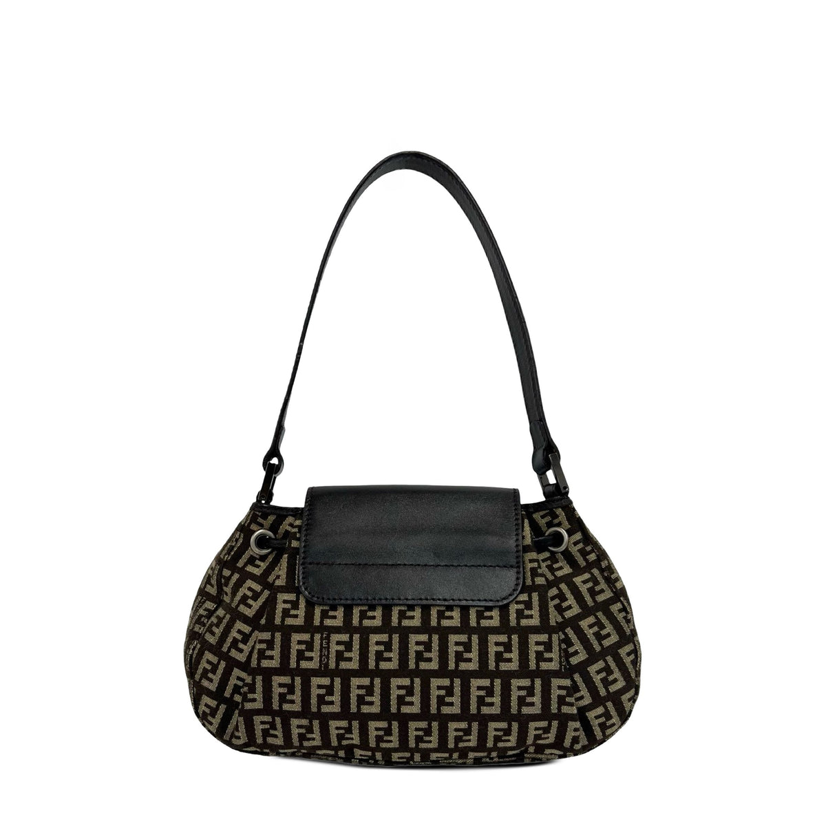 Fendi Zucchino Canvas Drawstring Shoulder Bag — Brown