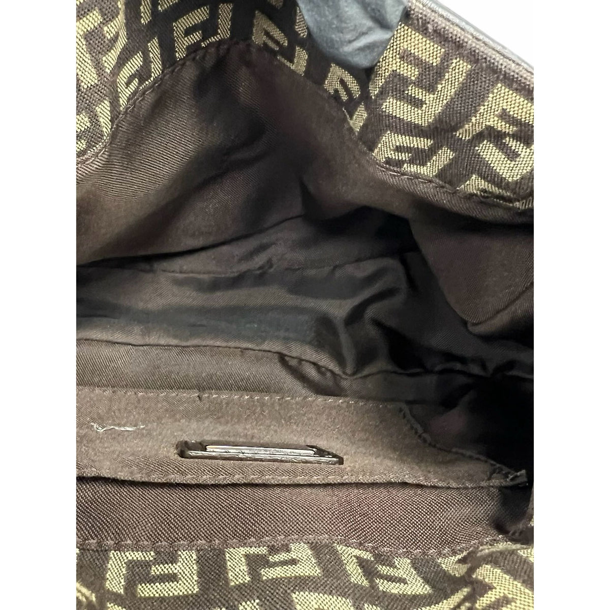 Fendi Zucchino Canvas Drawstring Shoulder Bag — Brown