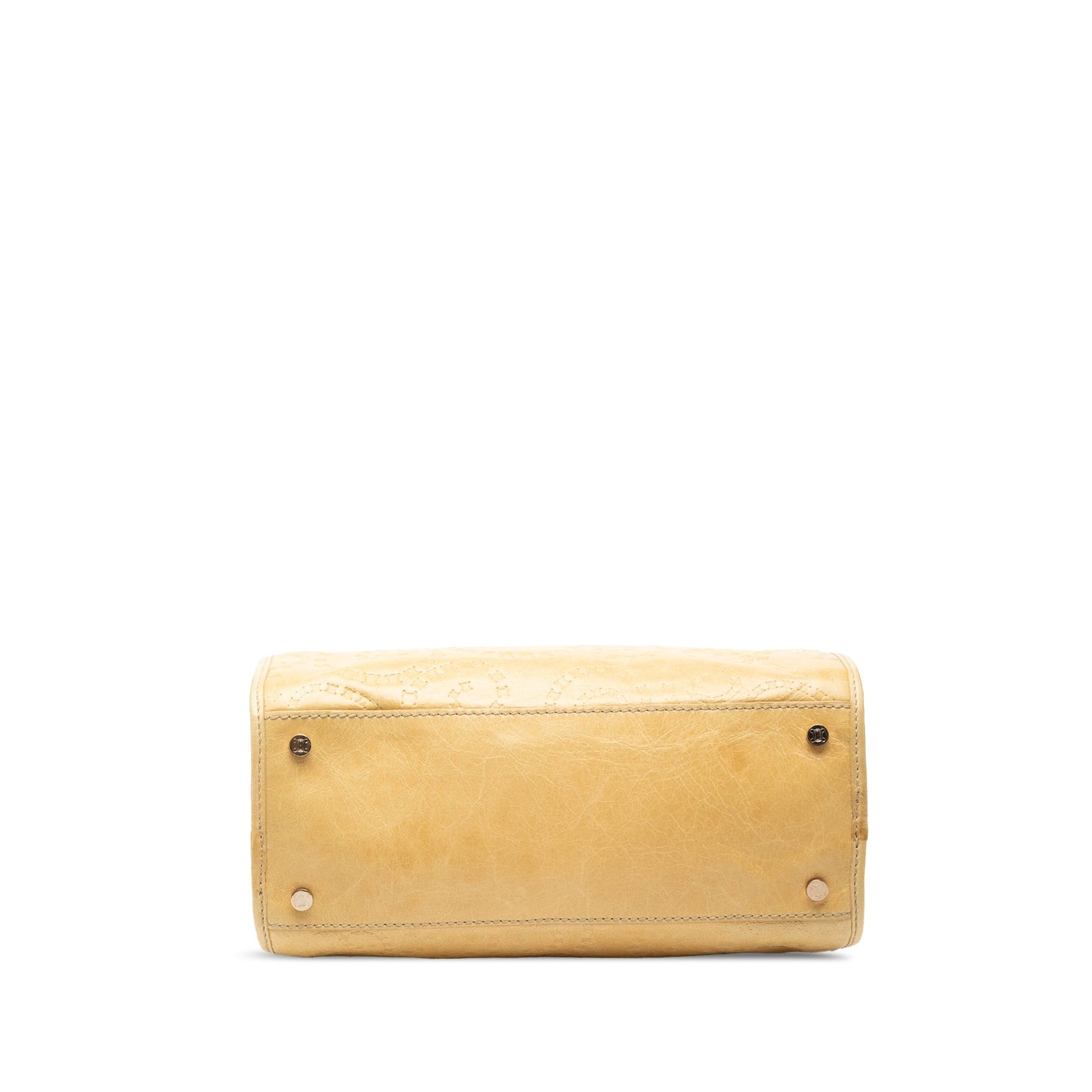 Celine Spiraling Macadam Embossed Leather Top Handle Bag