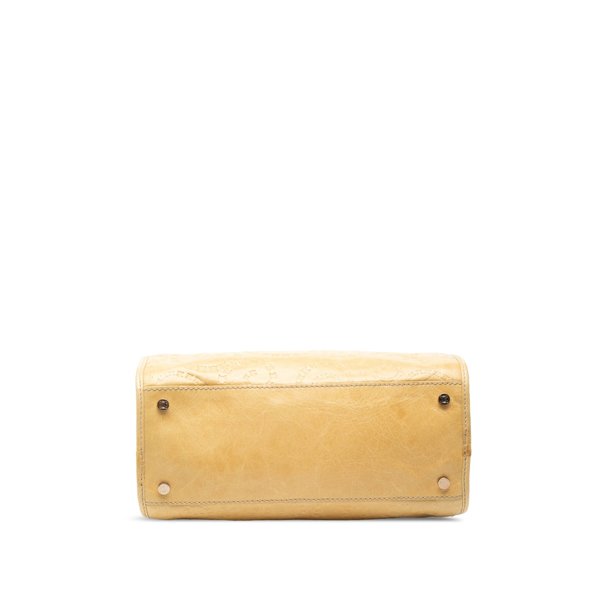 Celine Spiraling Macadam Embossed Leather Top Handle Bag