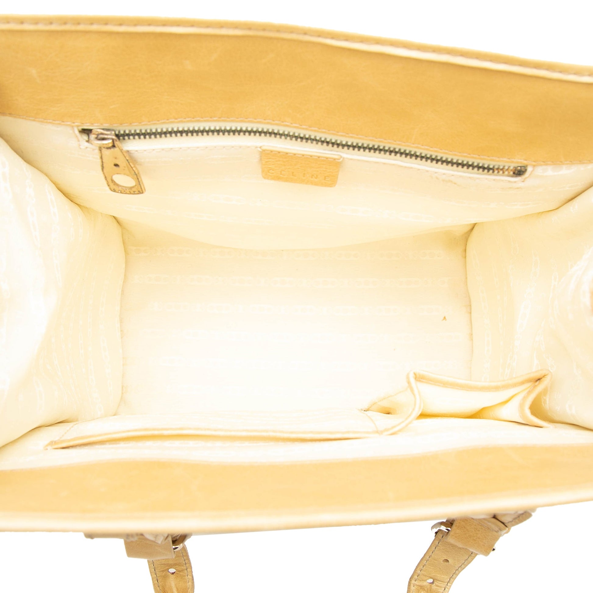 Celine Spiraling Macadam Embossed Leather Top Handle Bag