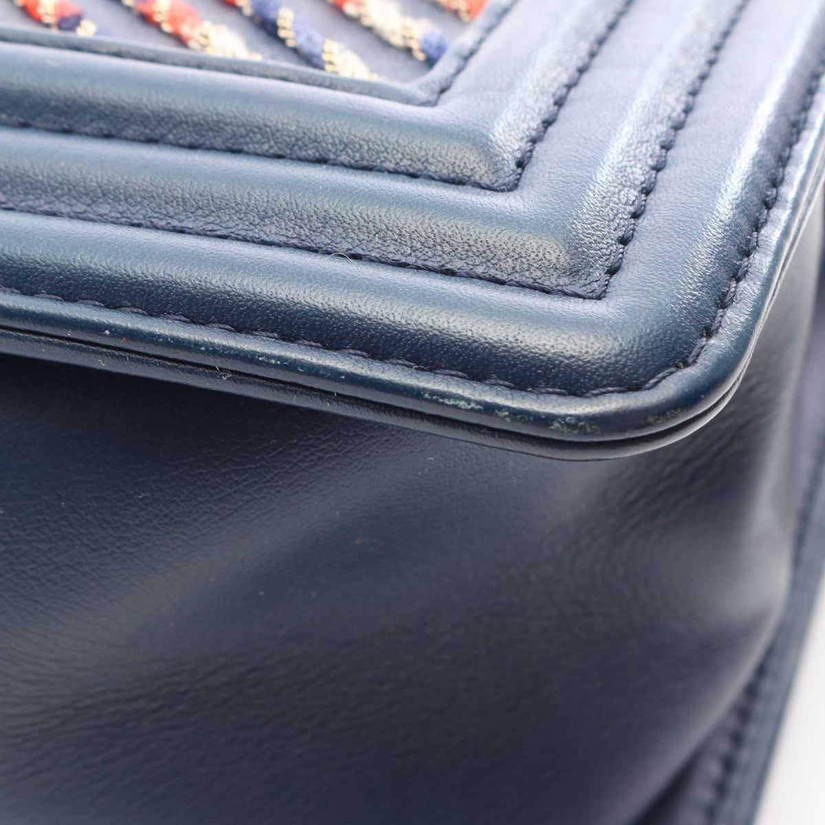 Chanel Medium Chevron Lambskin Embroidered Boy Flap