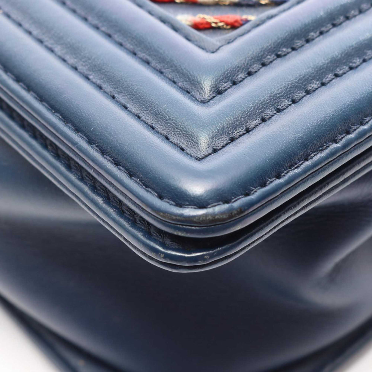 Chanel Medium Chevron Lambskin Embroidered Boy Flap