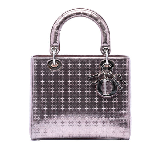 Dior Medium Metallic Patent Microcannage Lady Dior