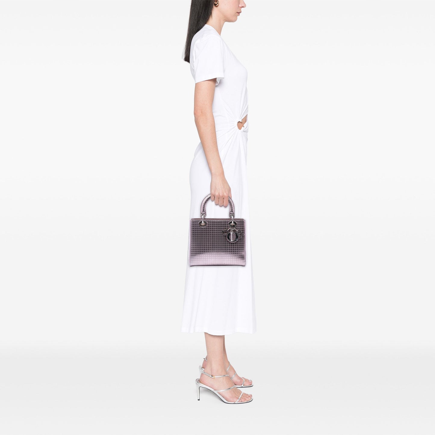Dior Medium Metallic Patent Microcannage Lady Dior